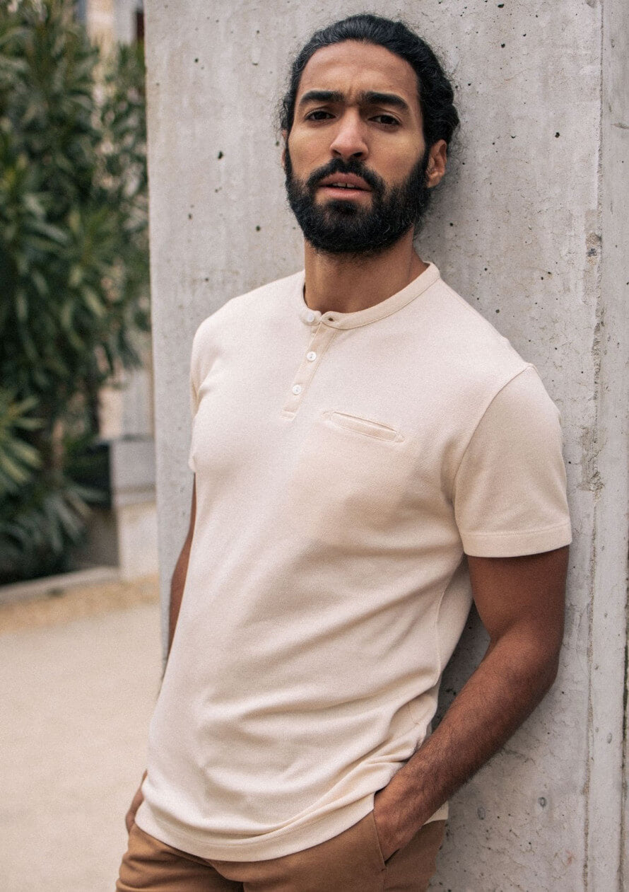 Polo en coton bio Monpolo Beige