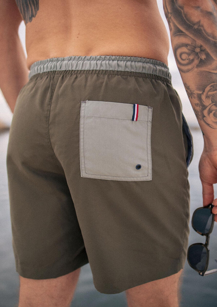 Short de bain recyclé Plongeon Kaki