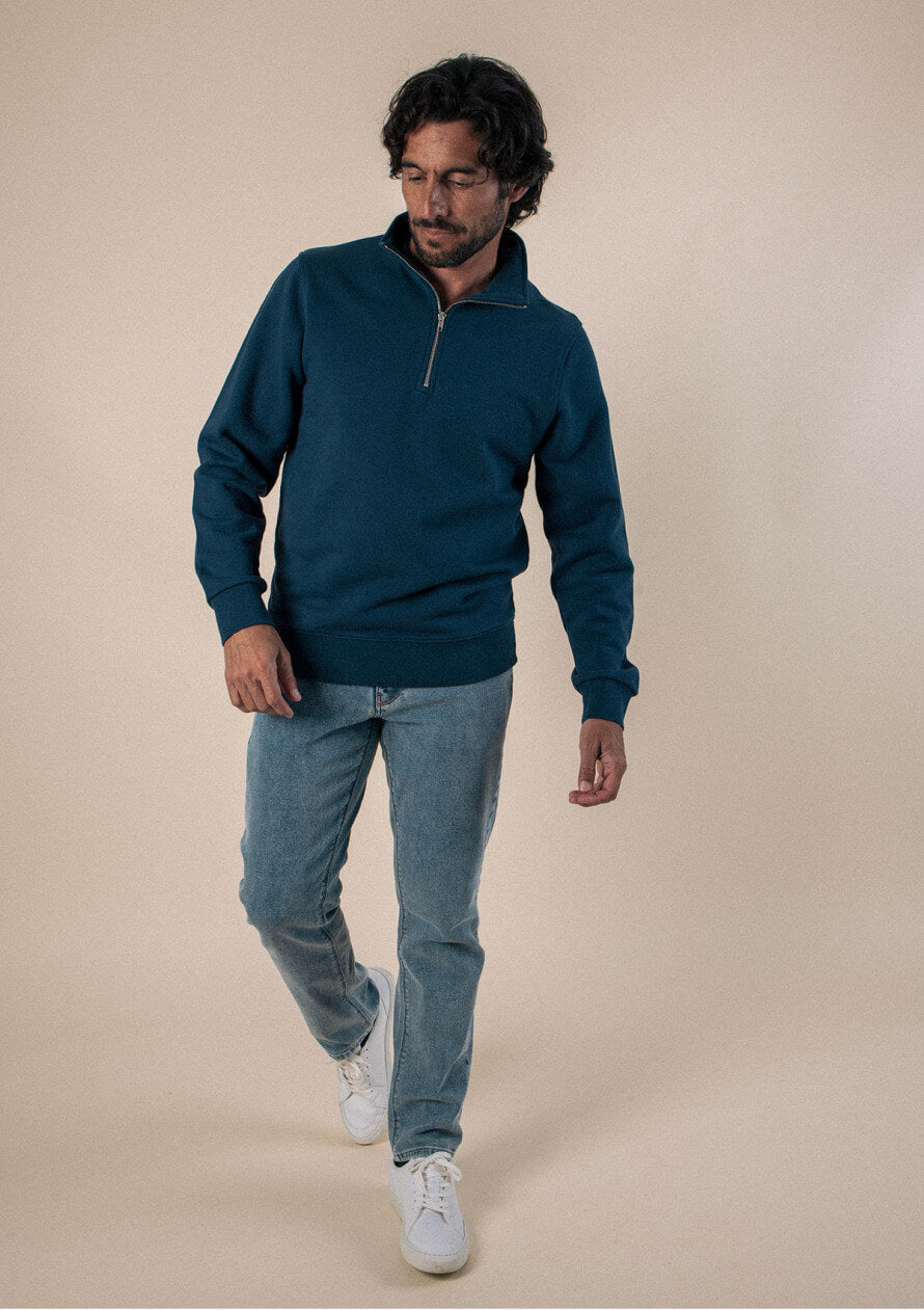 Sweatshirt mit Trucker-Kragen Union Blau