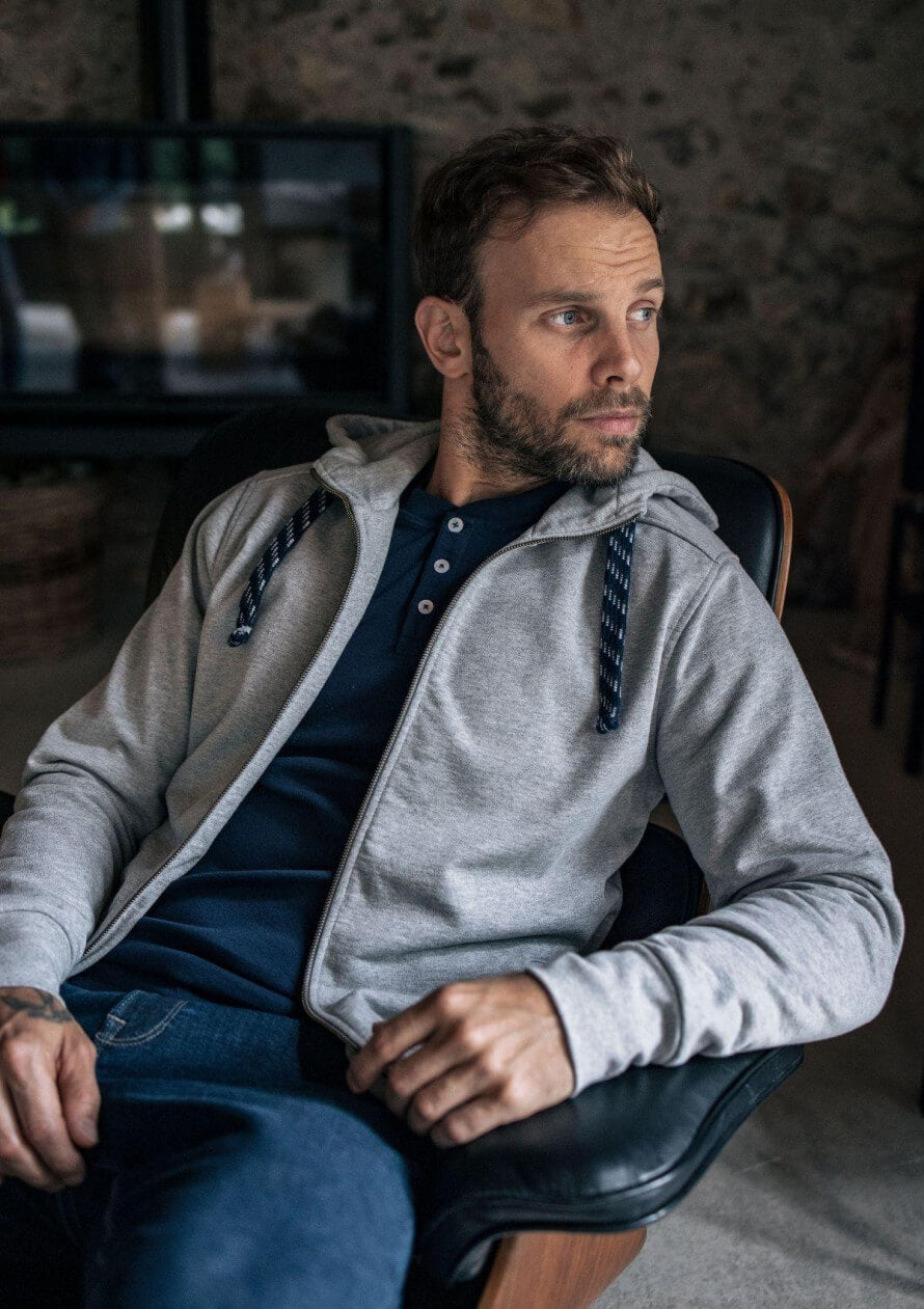 Zipped sweatshirt Détente mottled gray