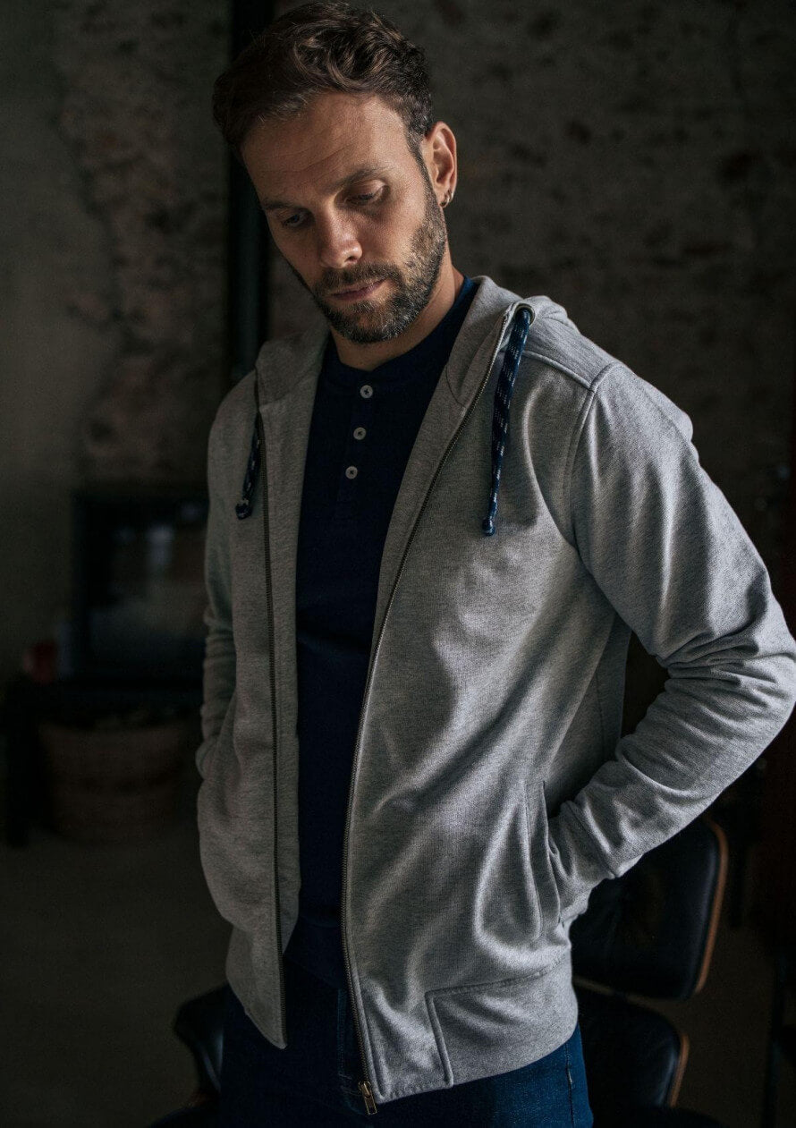 Zipped sweatshirt Détente mottled gray