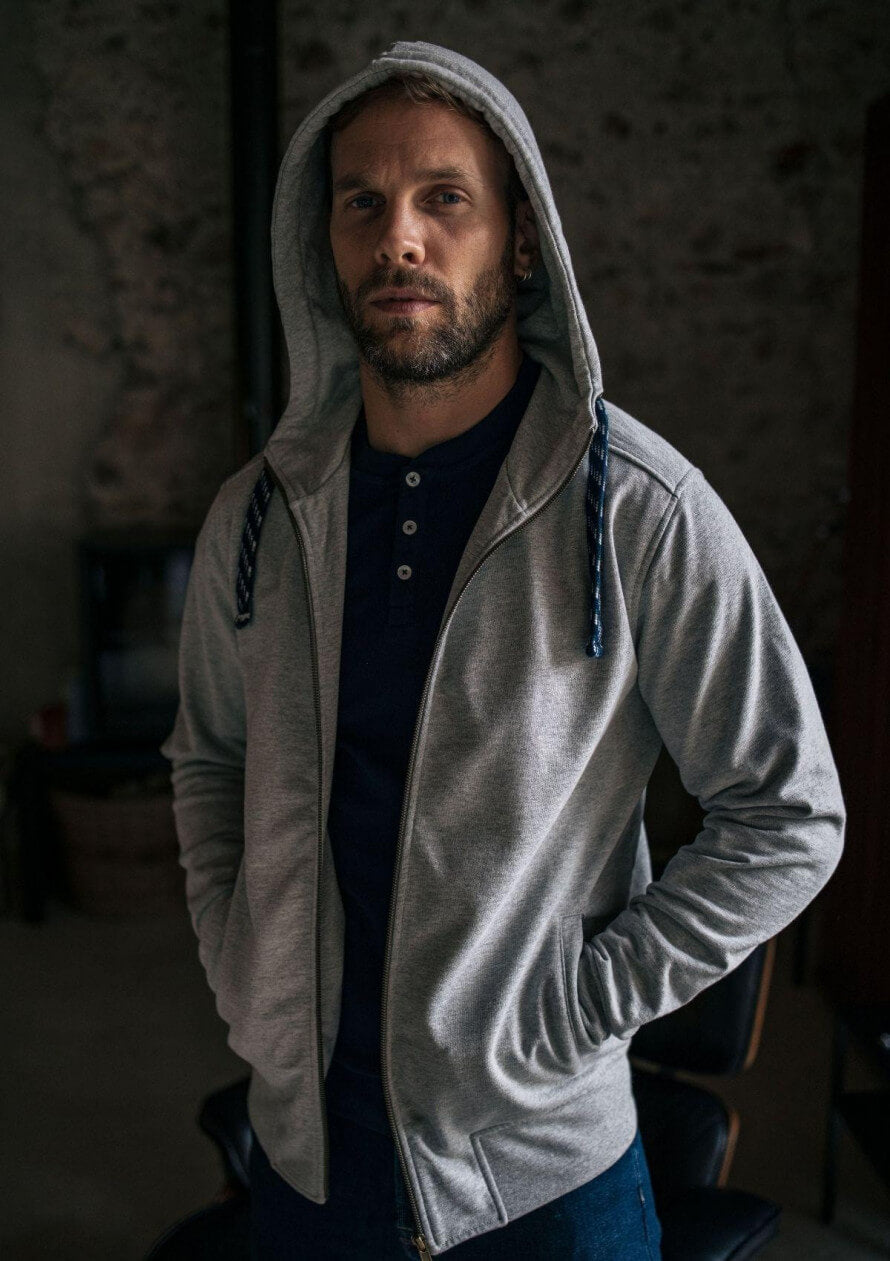 Zipped sweatshirt Détente mottled gray