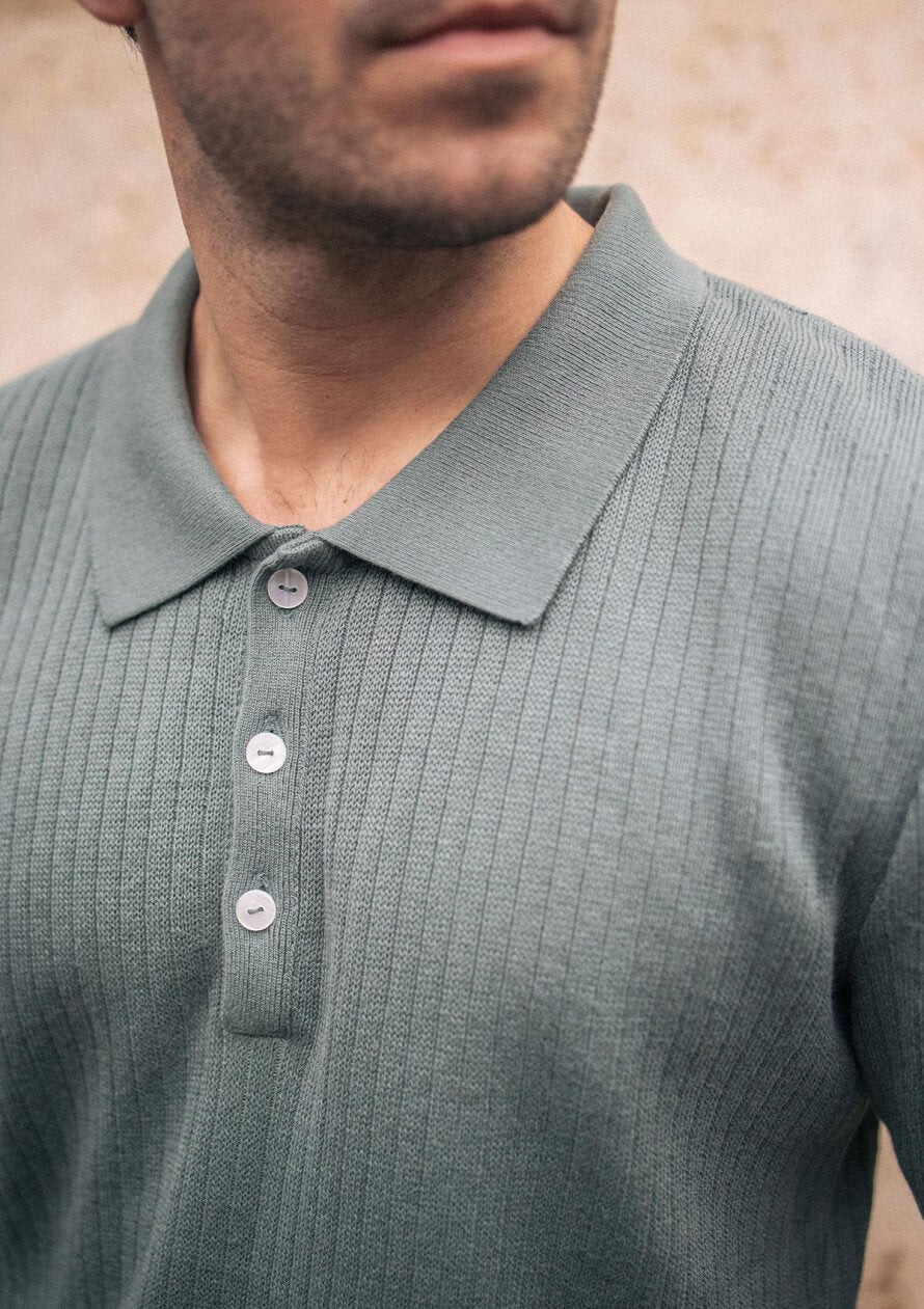 Herren-Poloshirt aus Bio-Baumwolle Dune Eucalyptus
