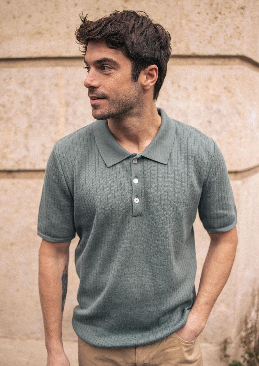 Herren-Poloshirt aus Bio-Baumwolle Dune Eucalyptus