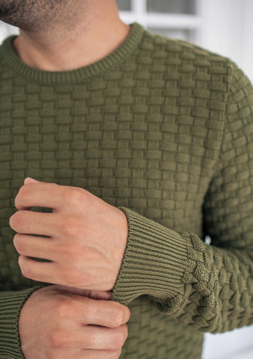 Organic cotton Sweater Damier khaki