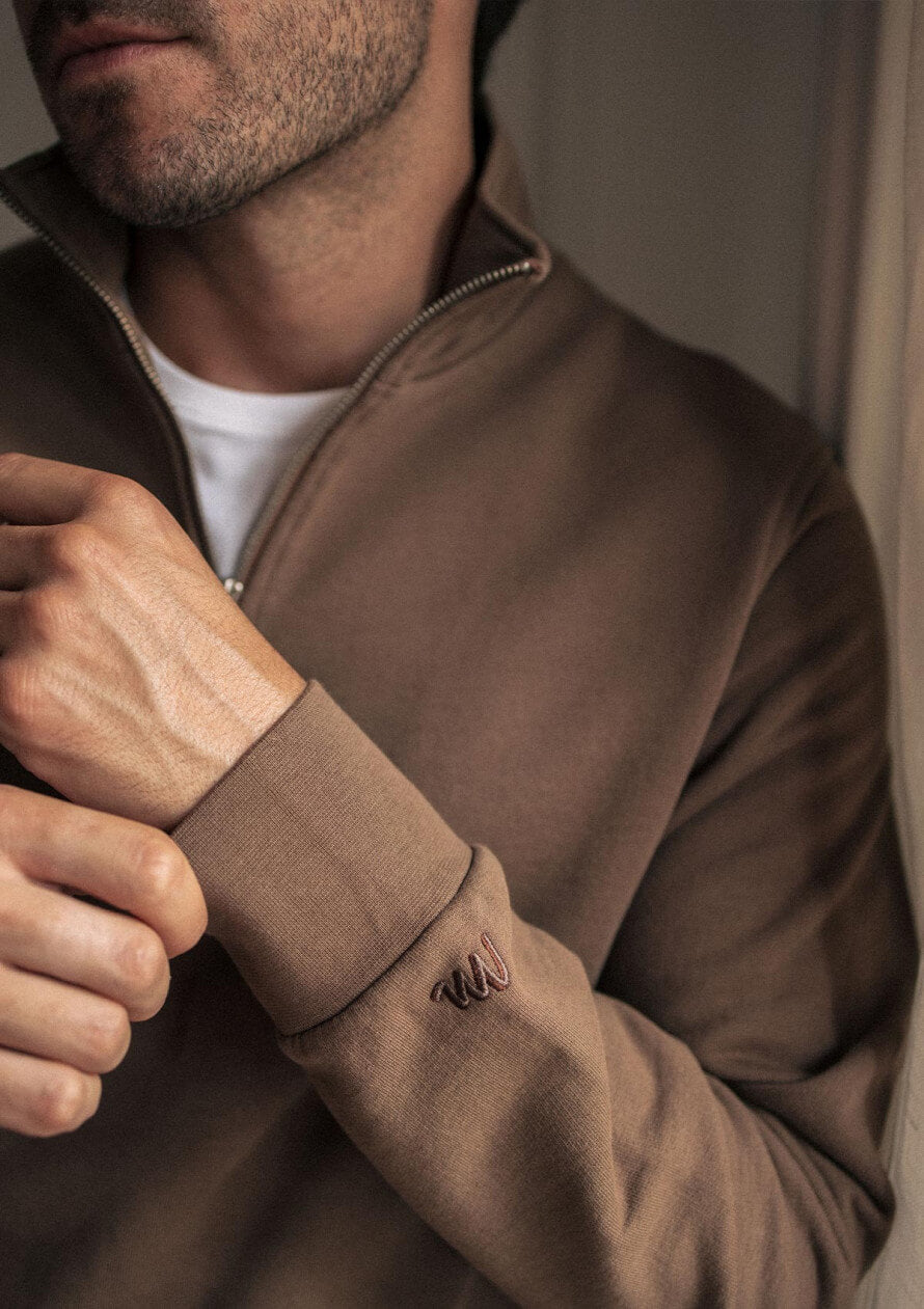 Trucker neck sweatshirt Union brown