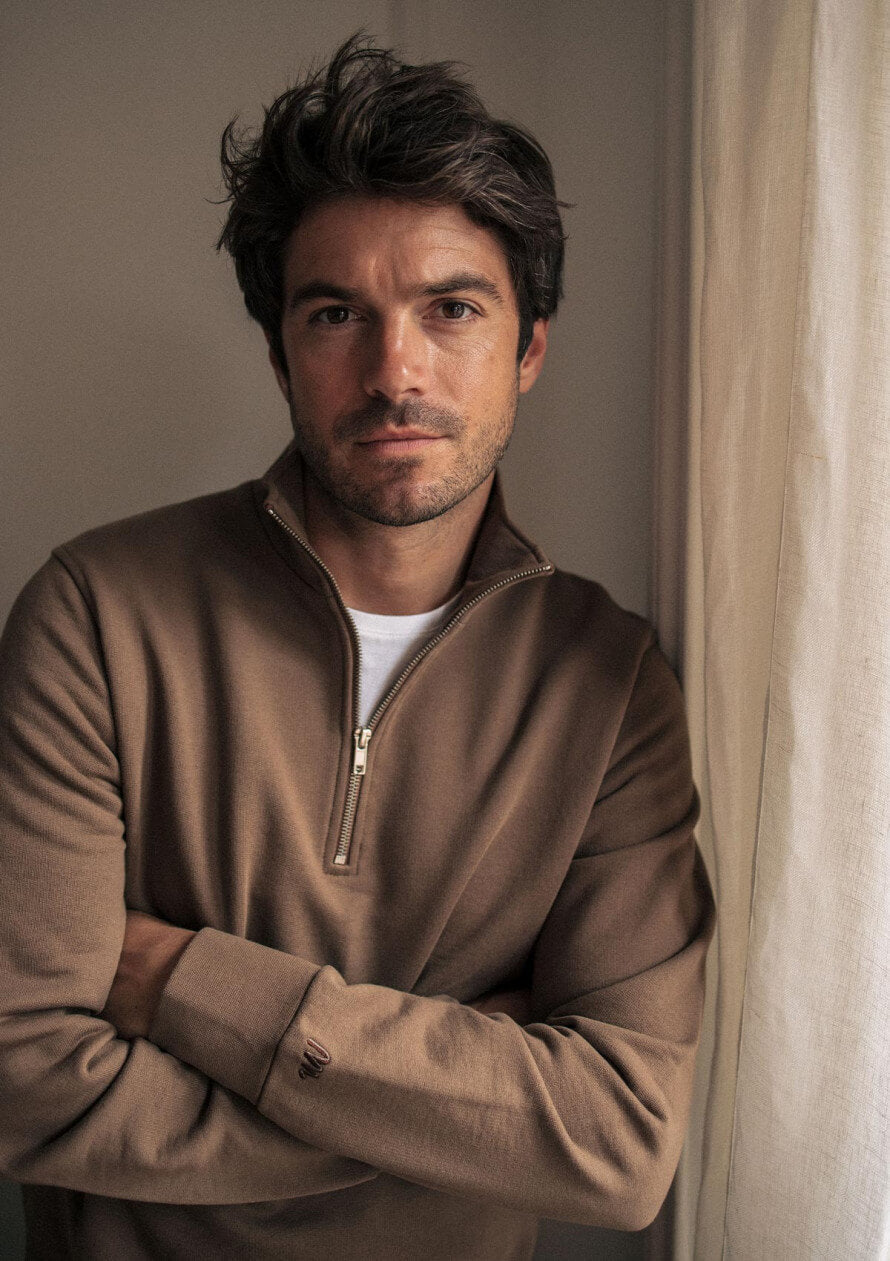 Trucker neck sweatshirt Union brown