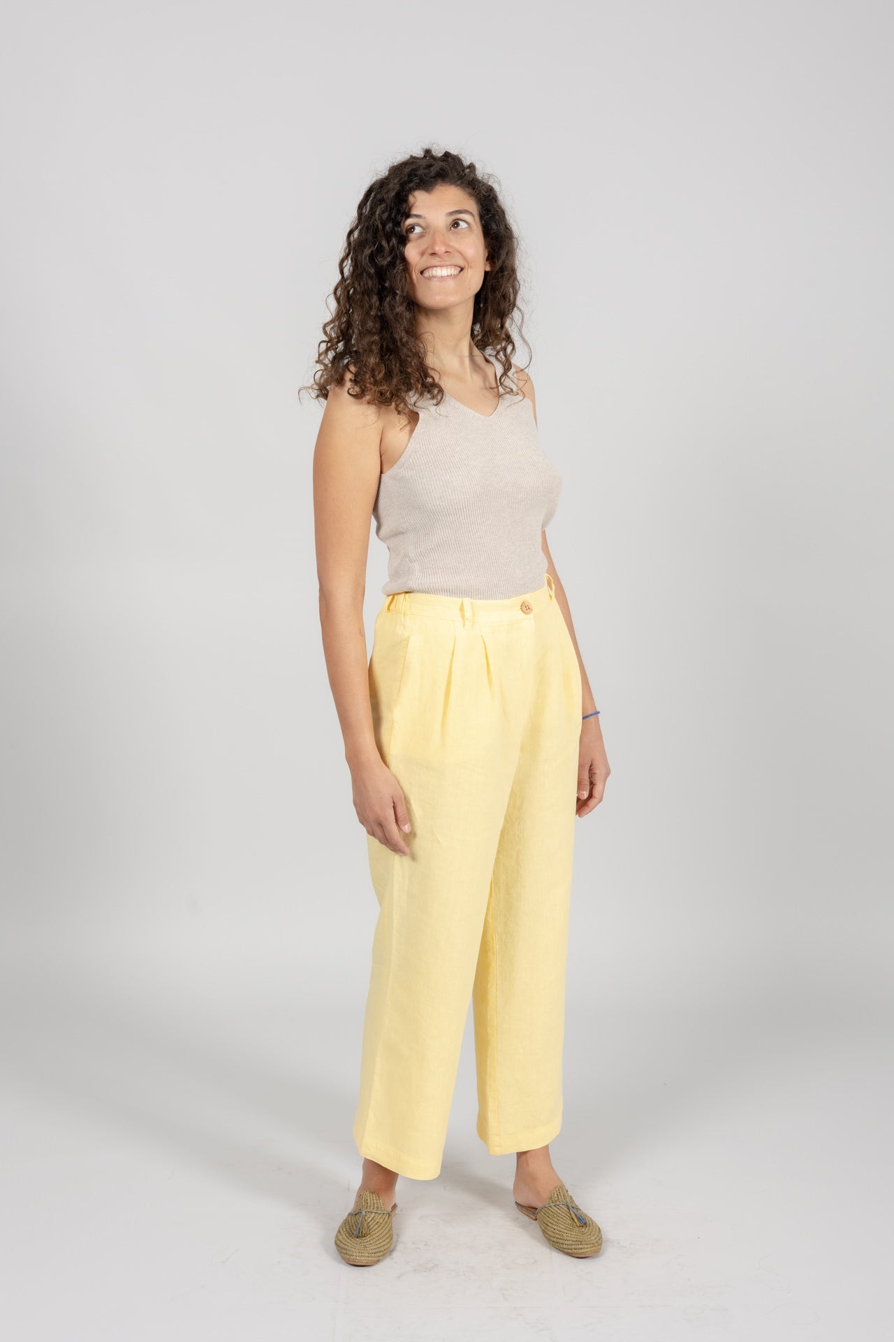 Pantalon Femme en lin Ellie Jaune 