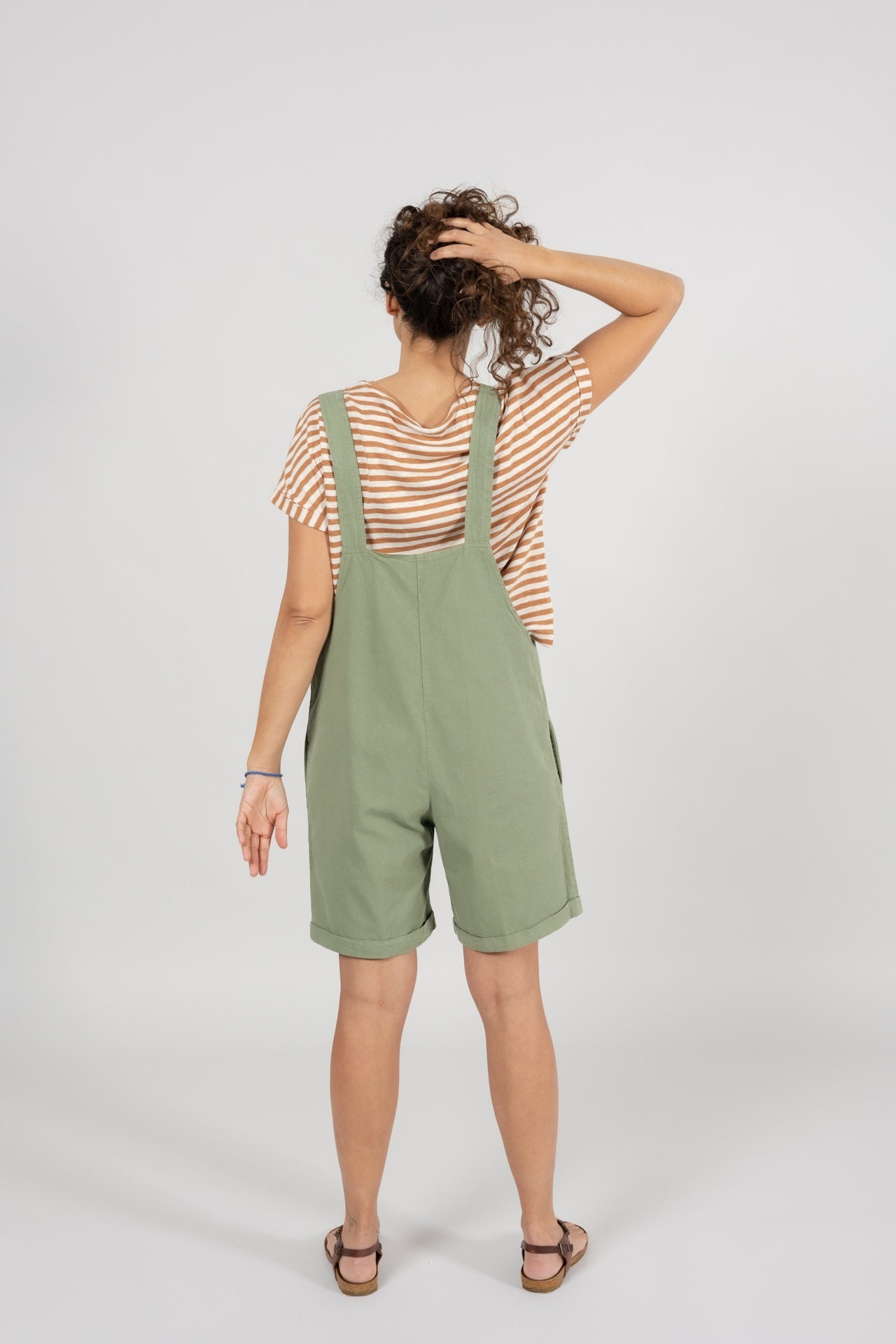 Salopette short femme en coton bio Nazare Vert