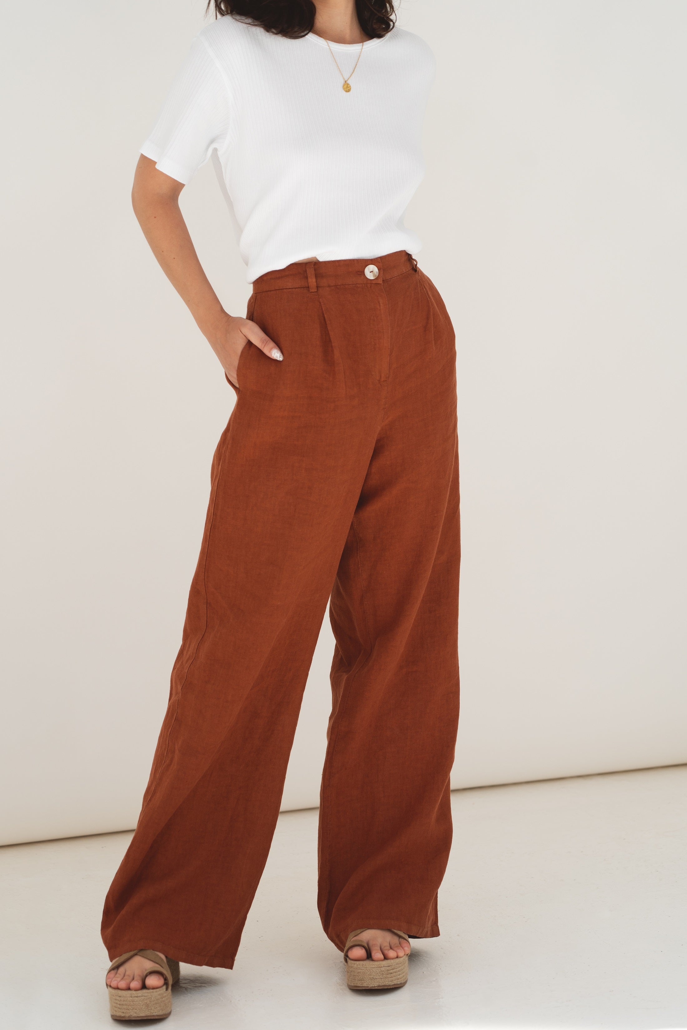 Leinen Hose Mara Terracotta