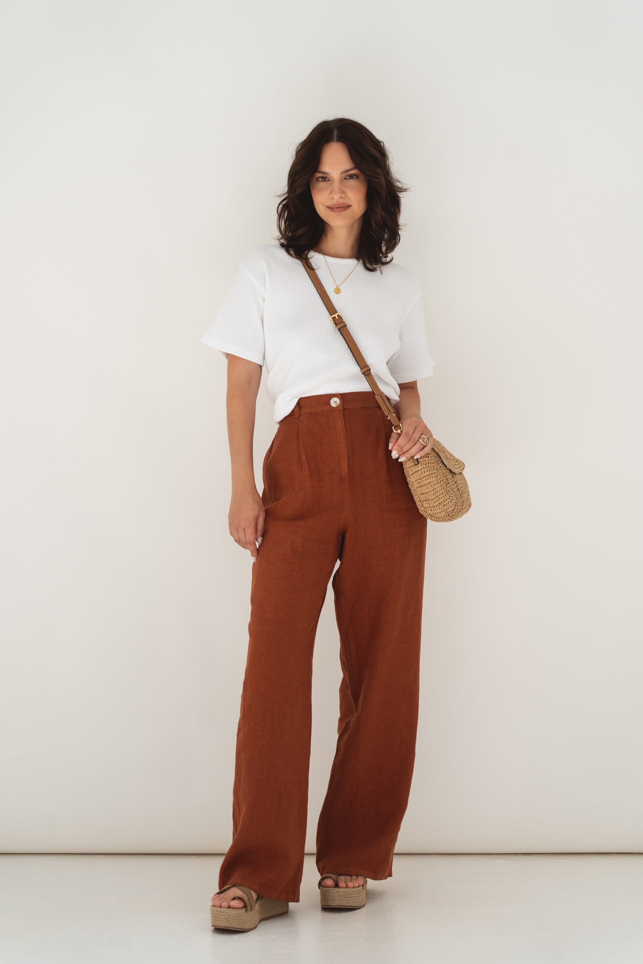 Leinen Hose Mara Terracotta