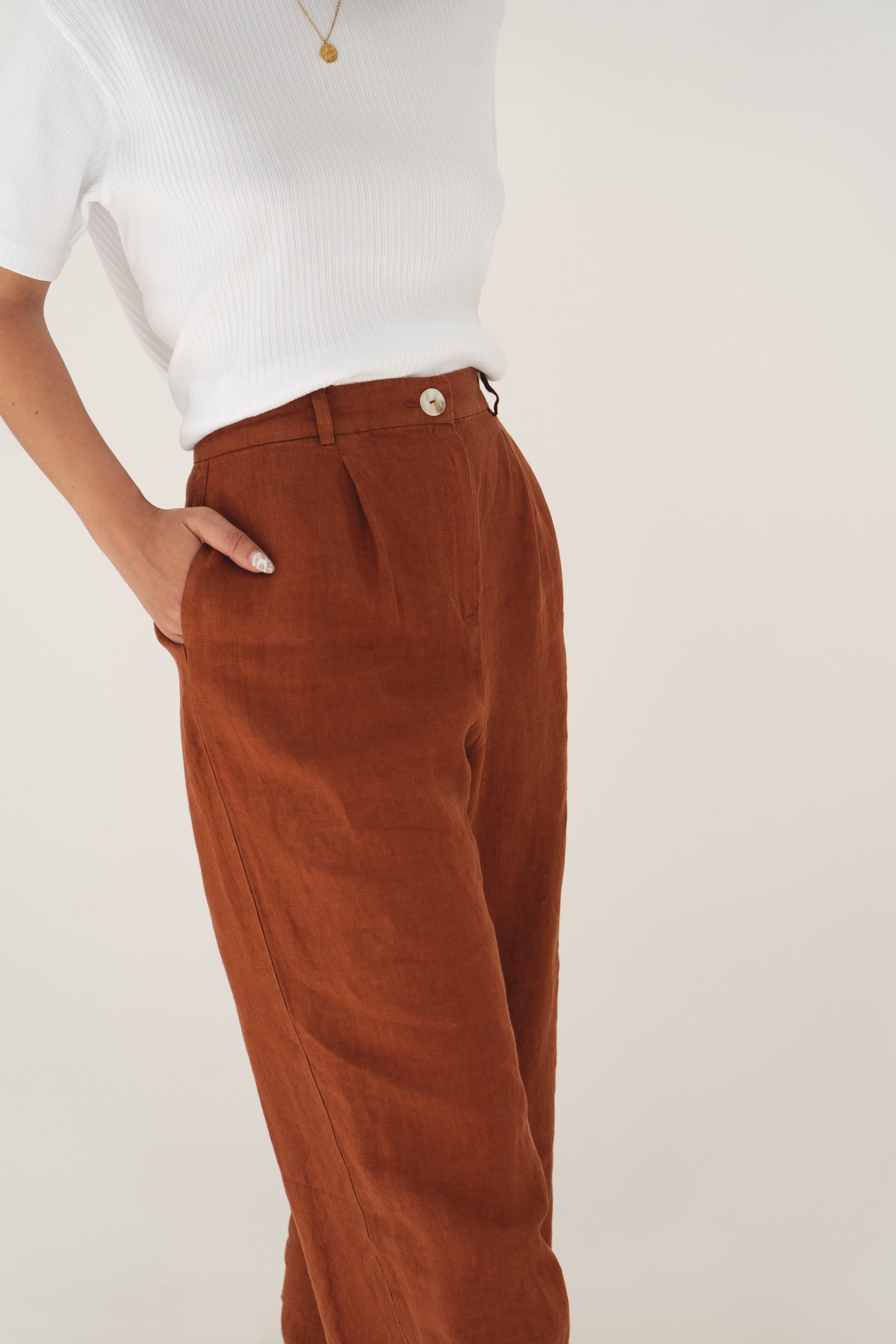 Leinen Hose Mara Terracotta