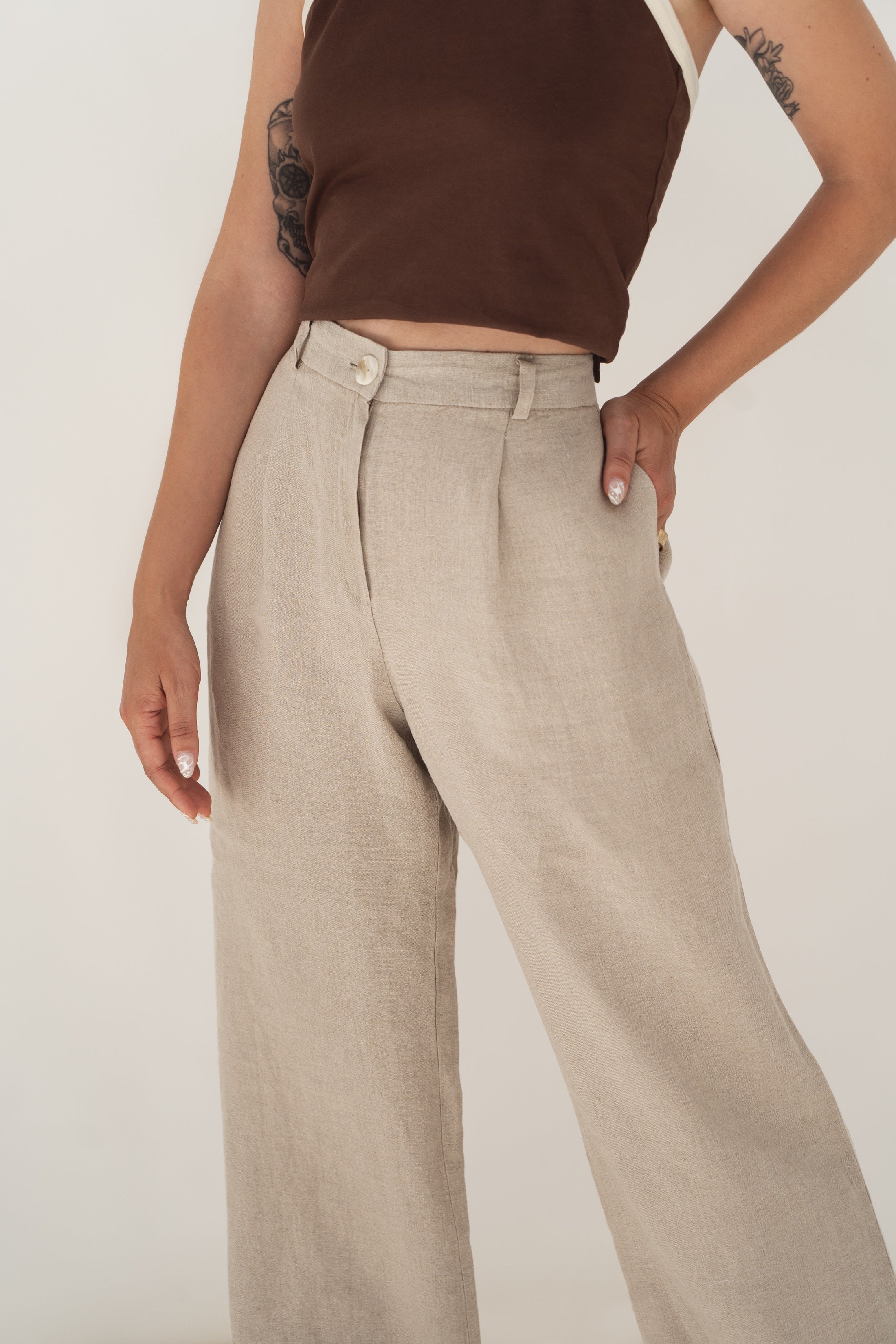 Pantalon en lin Mara Beige