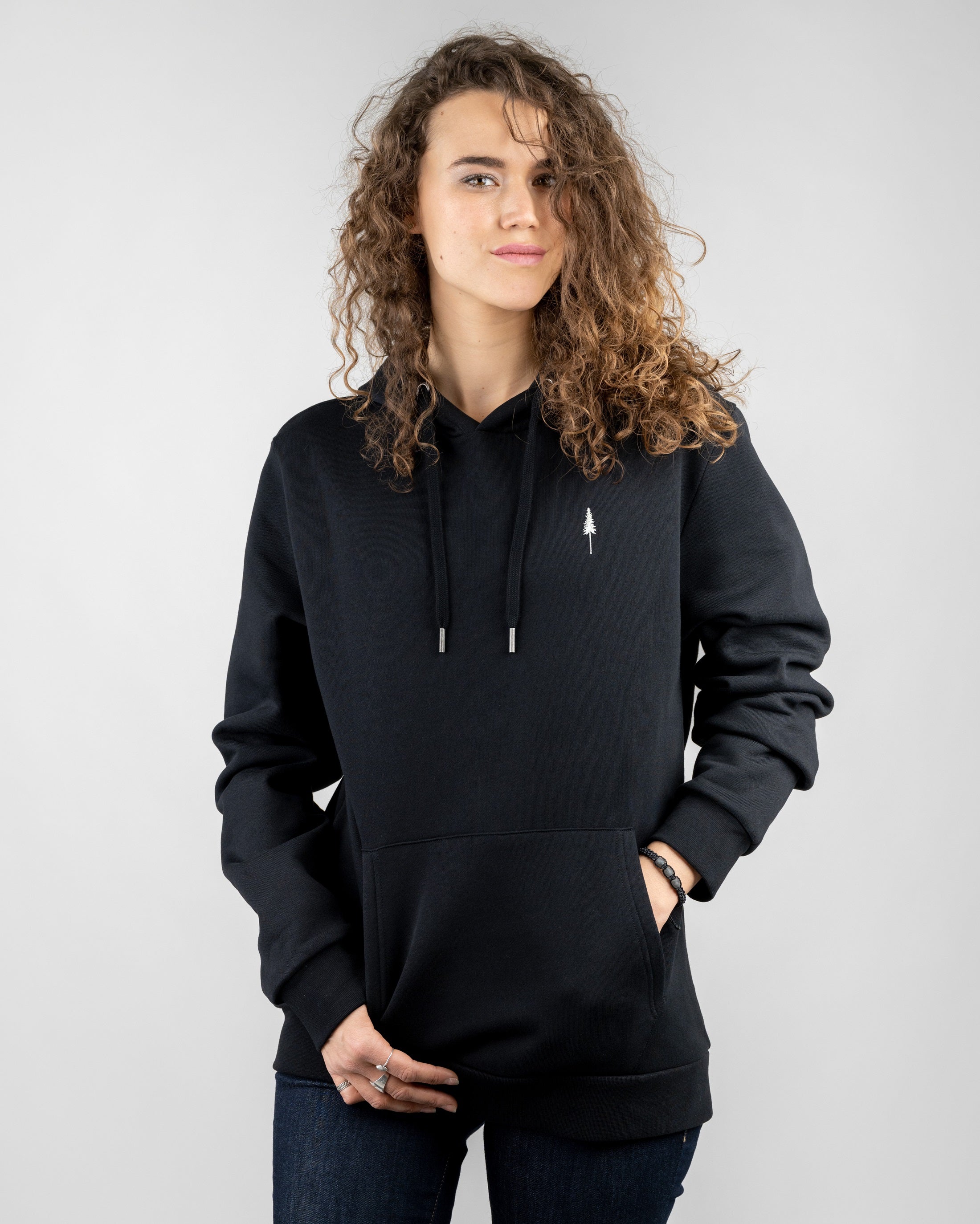 Sweatshirt capuche unisexe en coton bio TreeHoodie Noir
