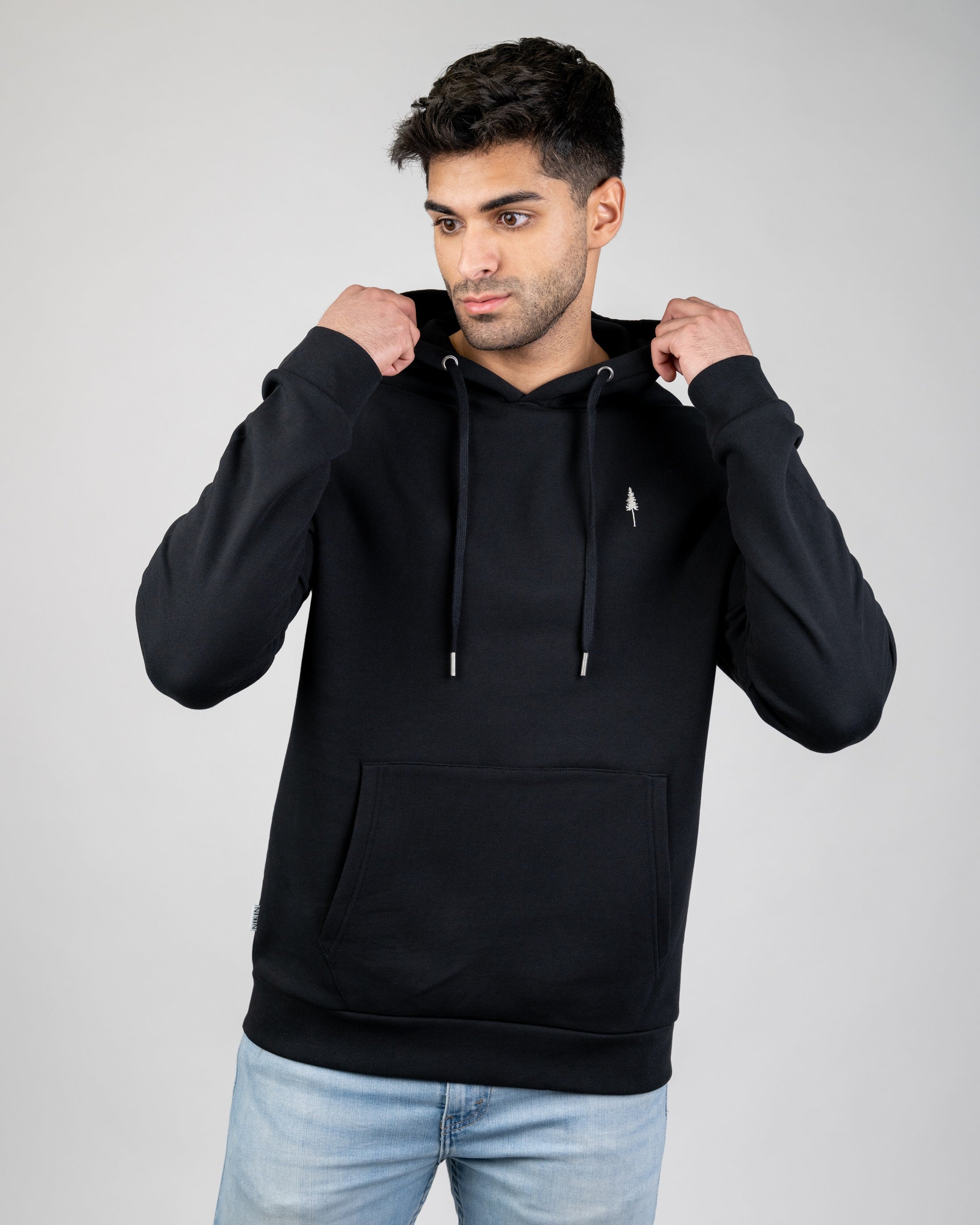 Sweatshirt capuche unisexe en coton bio TreeHoodie Noir