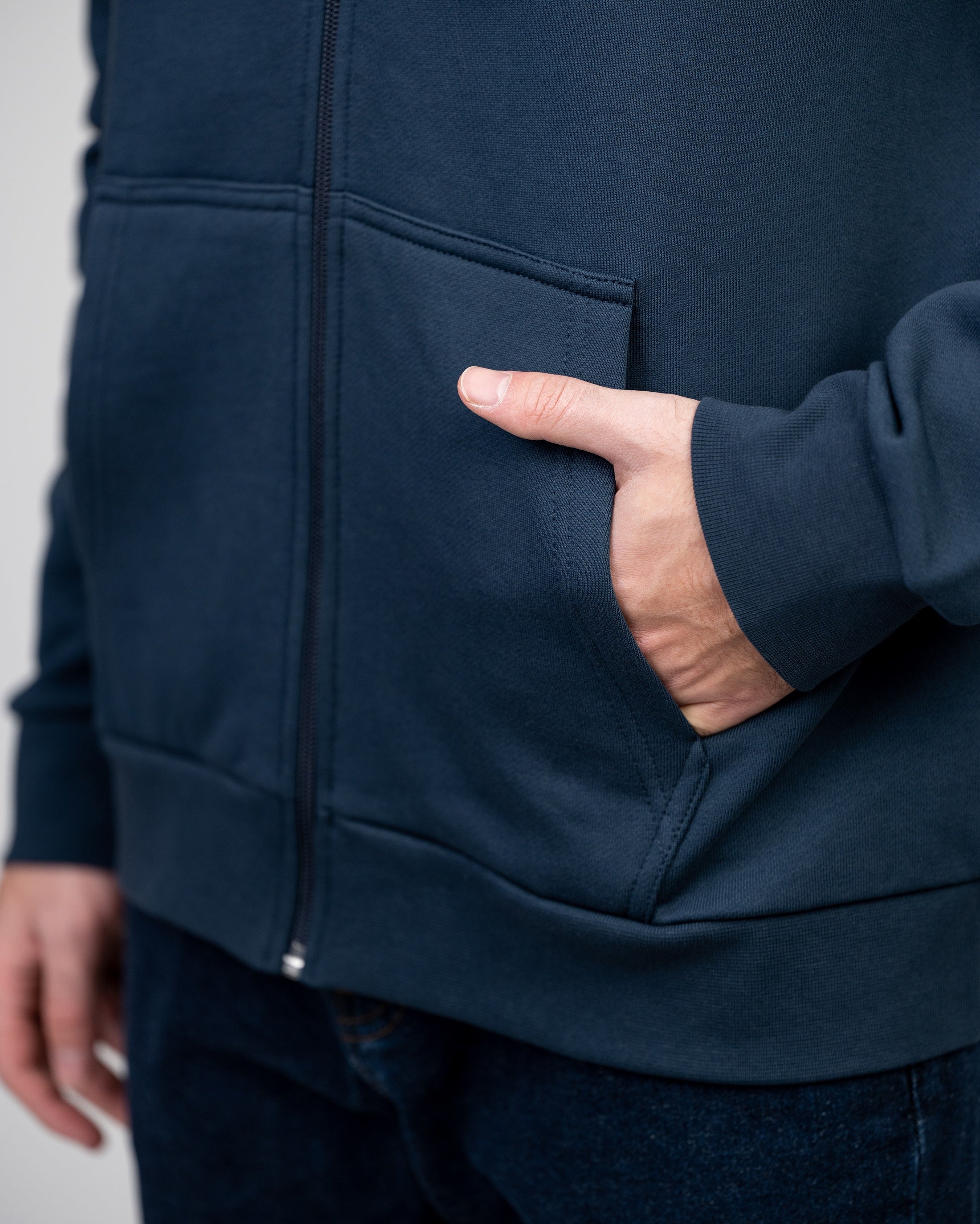 Organic cotton TreeHoodie Zip Navy