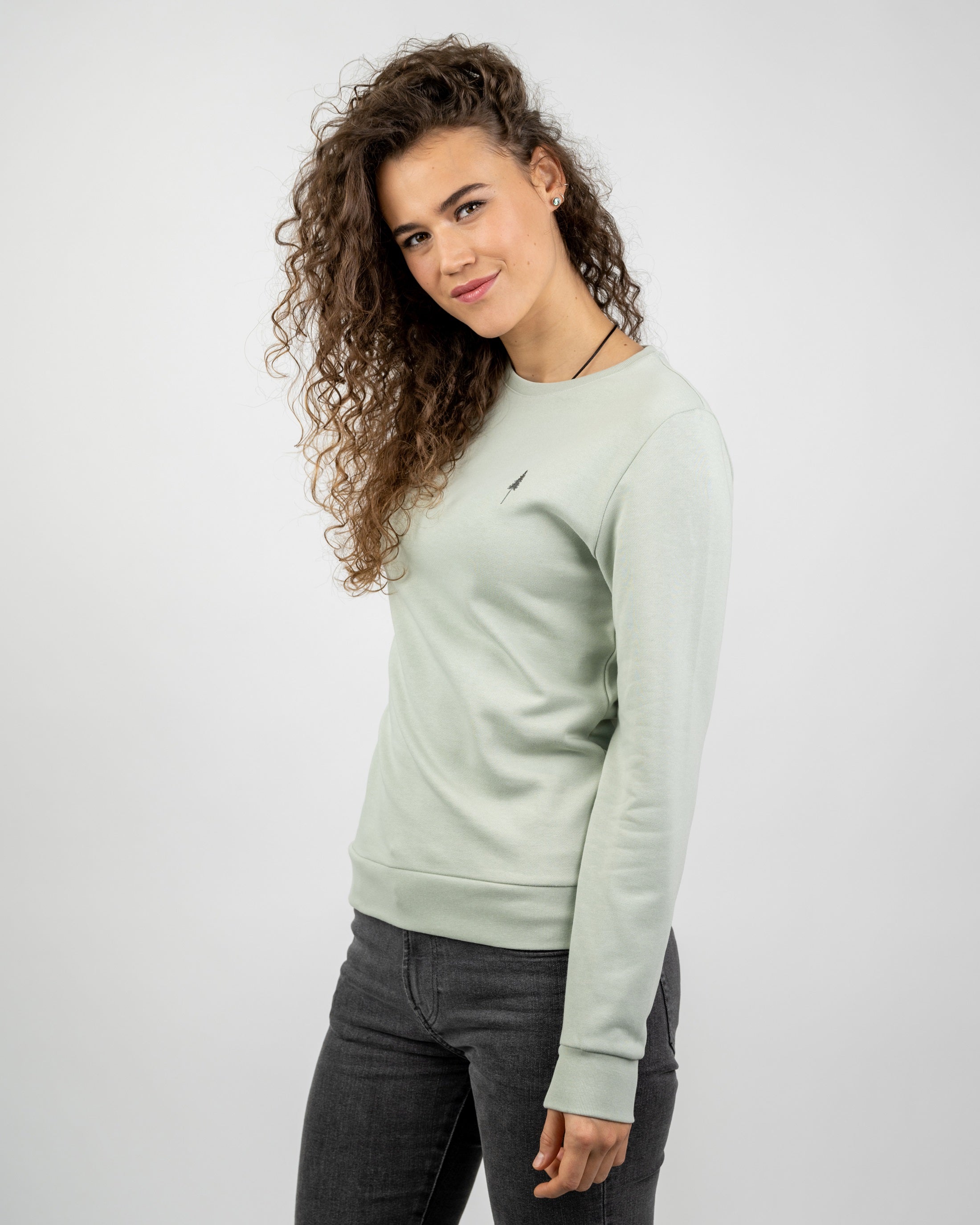 Sweatshirt femme en coton bio TreeSweater Vert Pâle