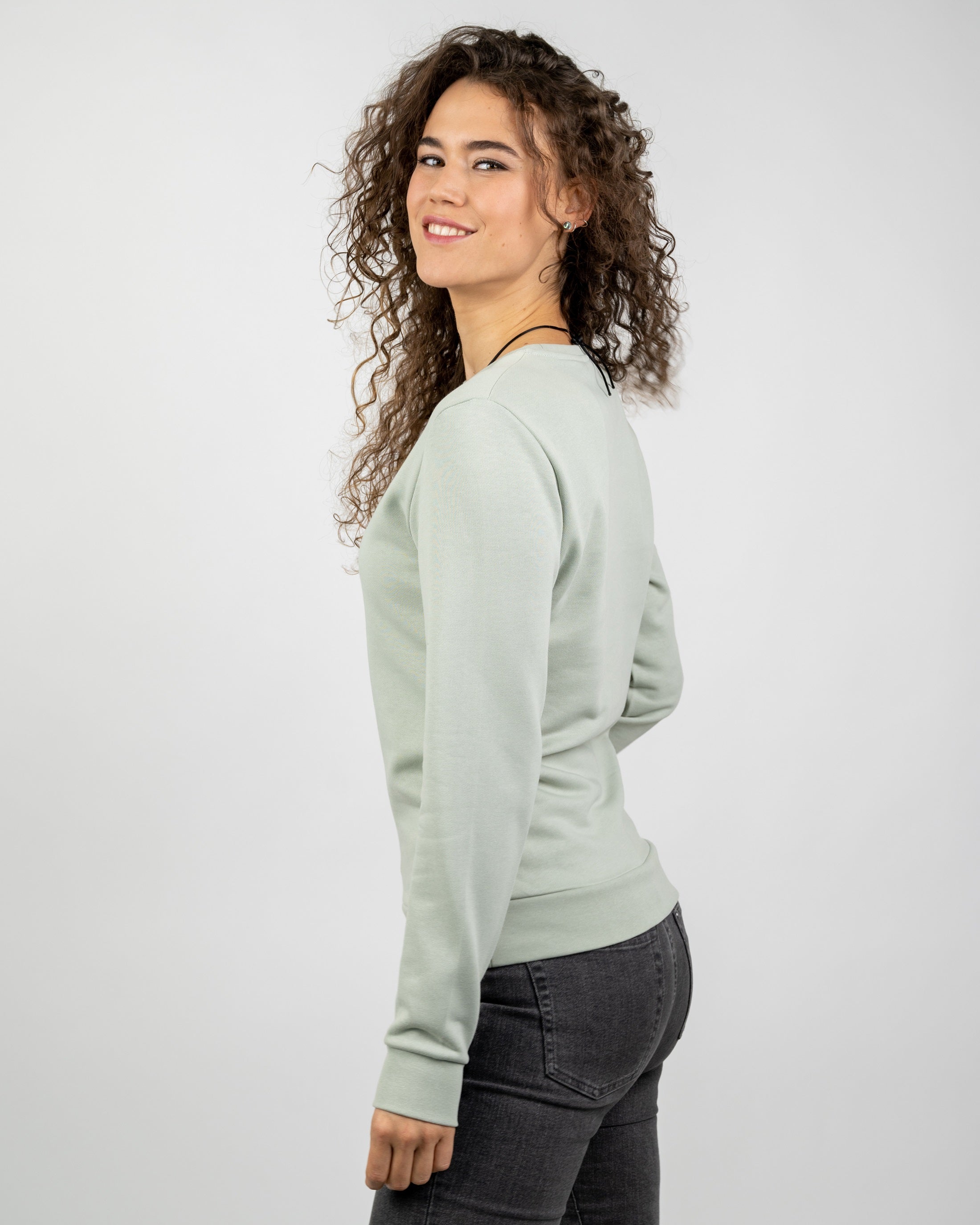 Sweatshirt femme en coton bio TreeSweater Vert Pâle
