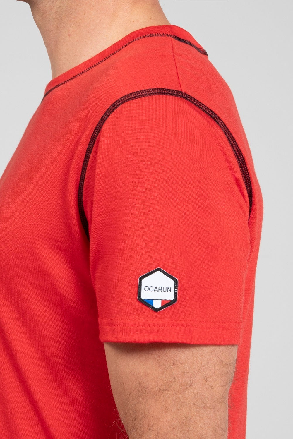 T-Shirt Running Homme Rouge en mérinos et lyocell