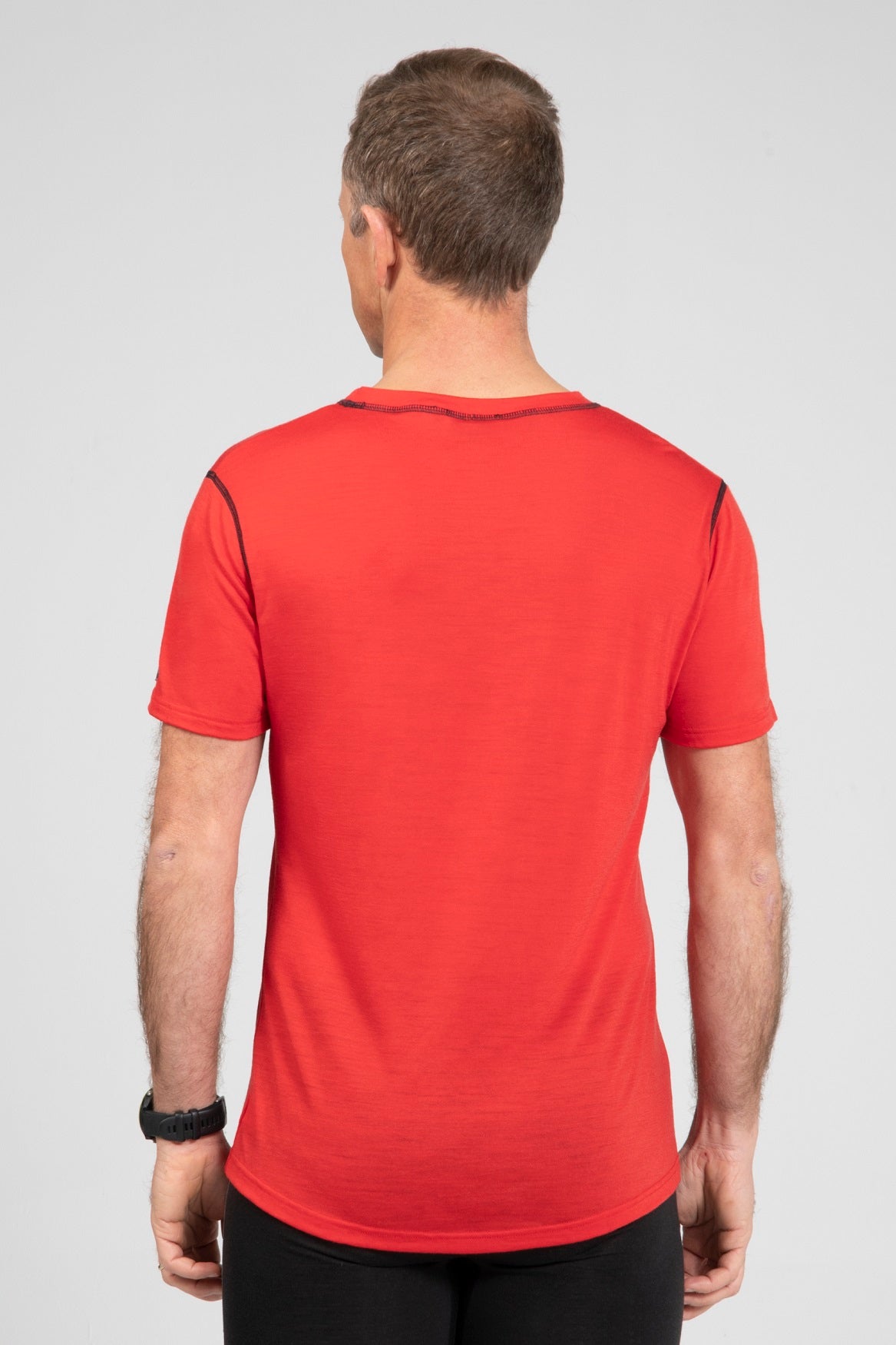 T-Shirt Running Homme Rouge en mérinos et lyocell