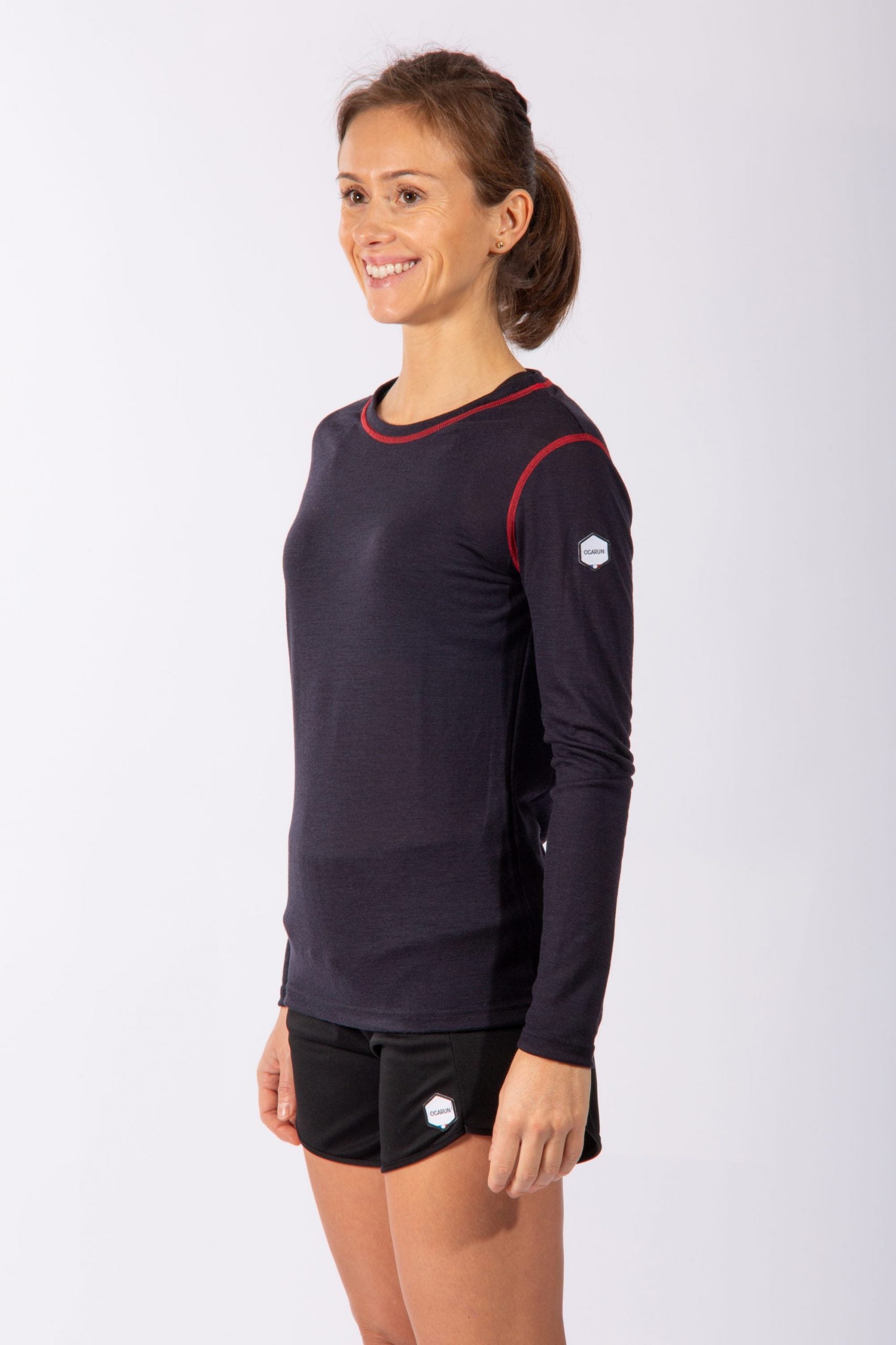 T-Shirt Mérinos Femme Manches Longues Bleu Nuit