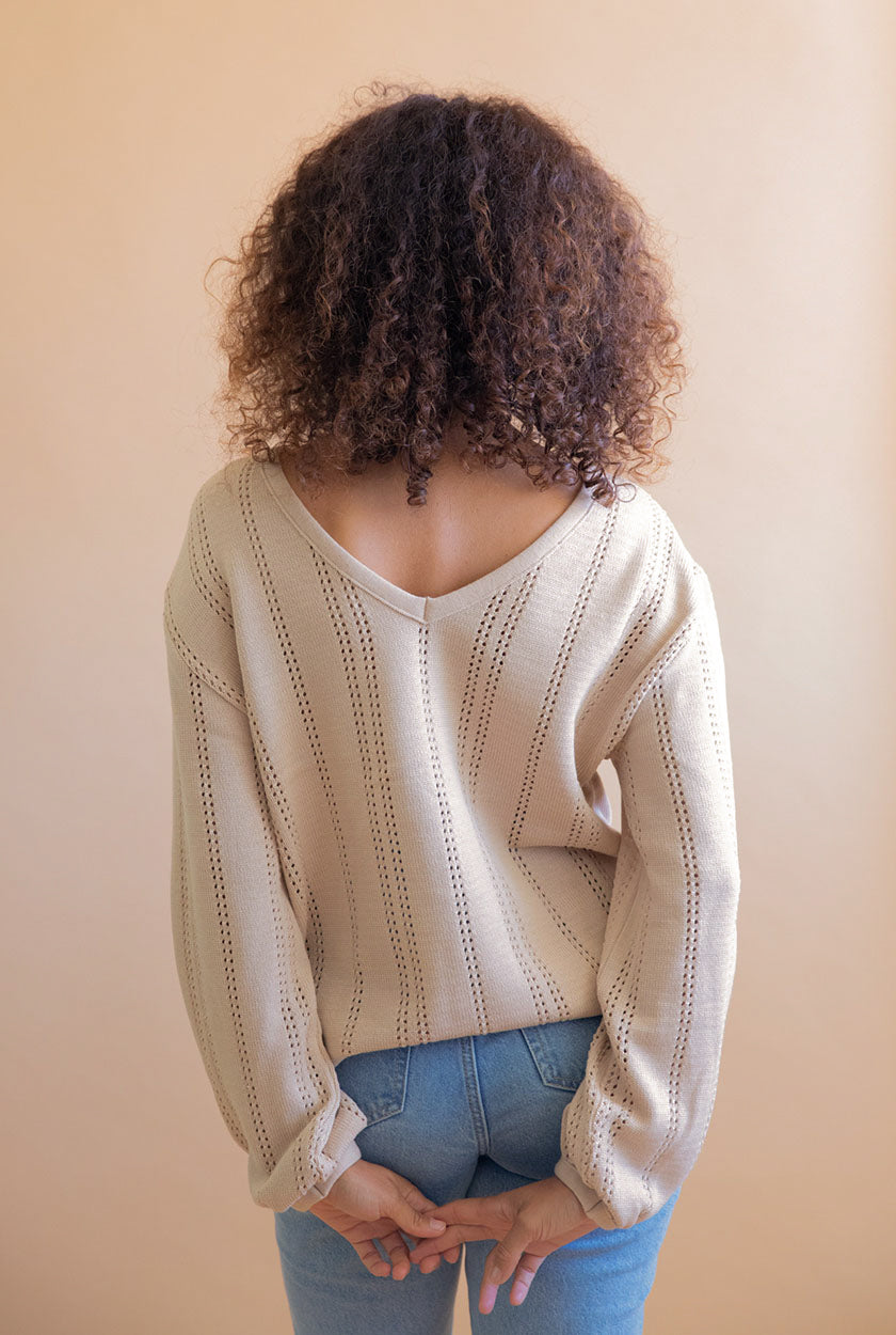 Pull femme beige réversible Lamier