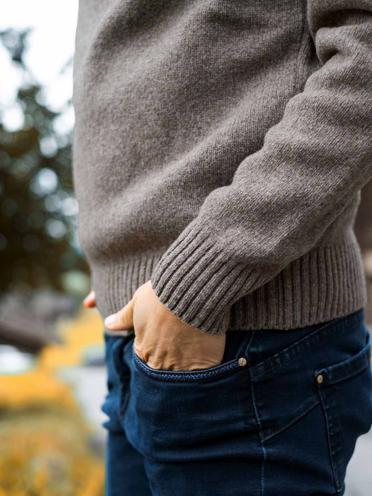 Pull mérinos Homme Le Frileux Taupe 