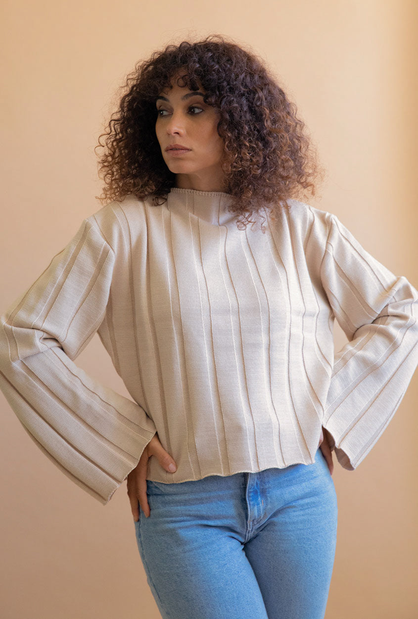 Pull mérino femme Nashi Beige