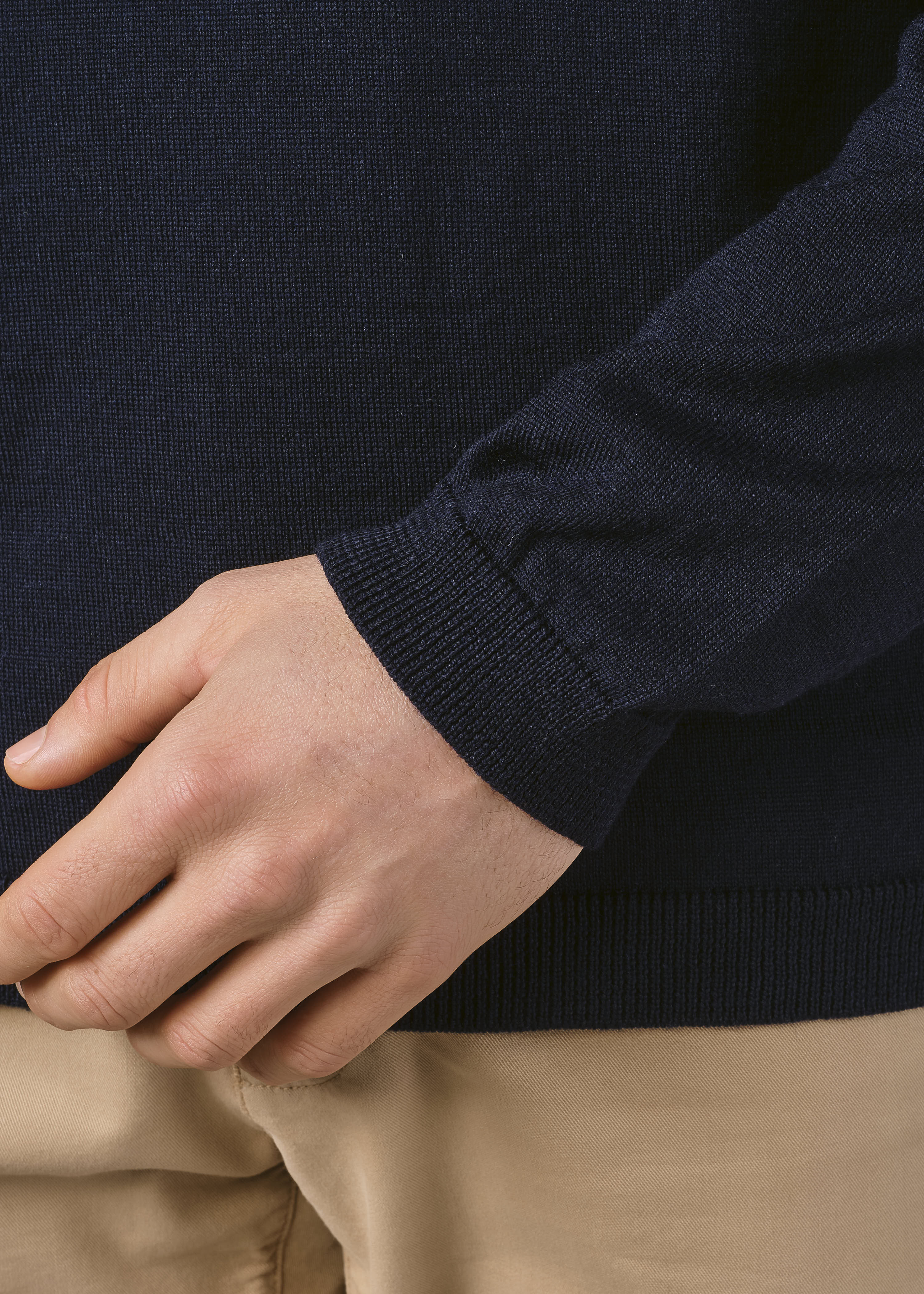 Thin Navy Blue Merino Wool Sweater