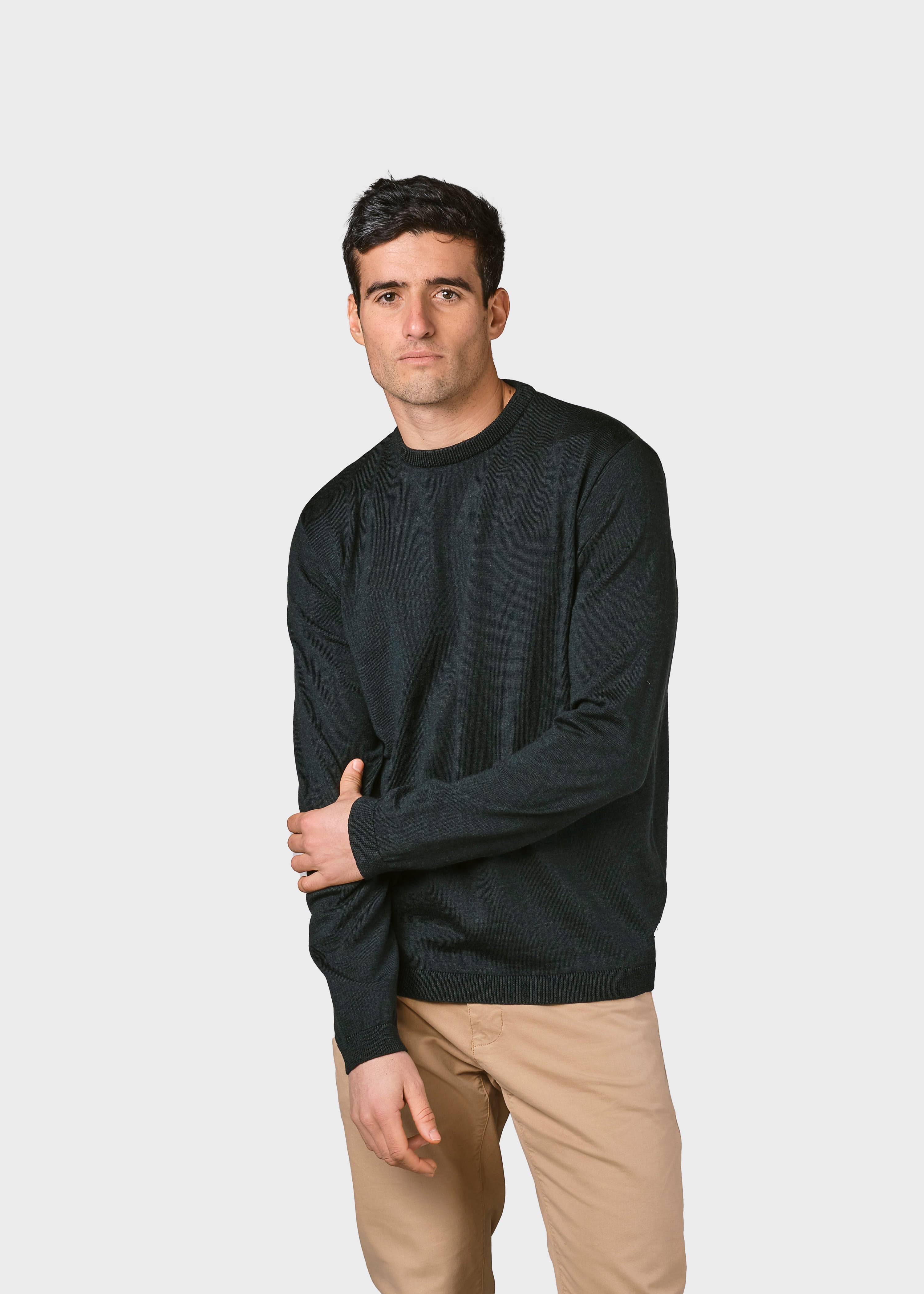 Thin Olive Green Merino Wool Sweater