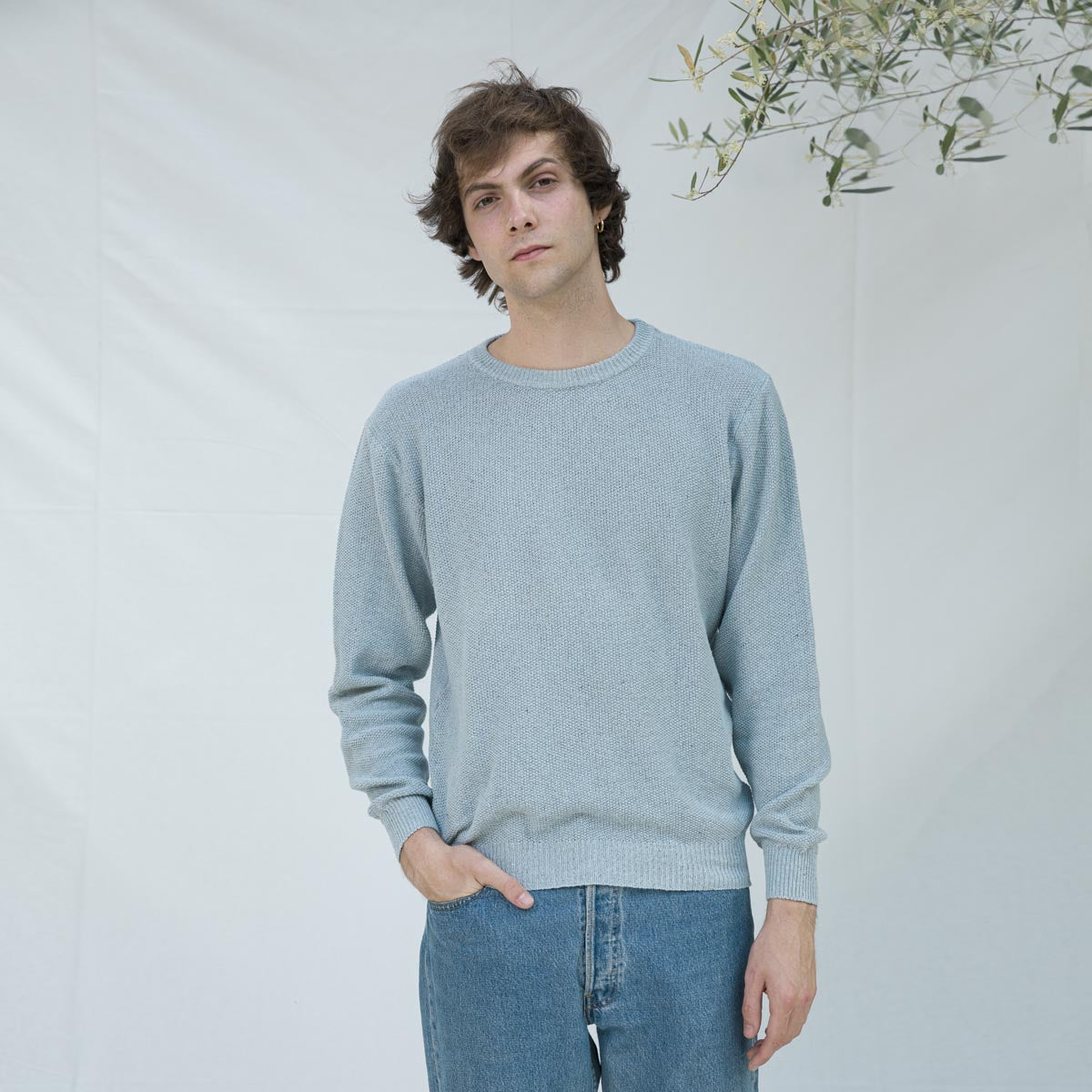 Pull Coton Gino Bleu méditerranée