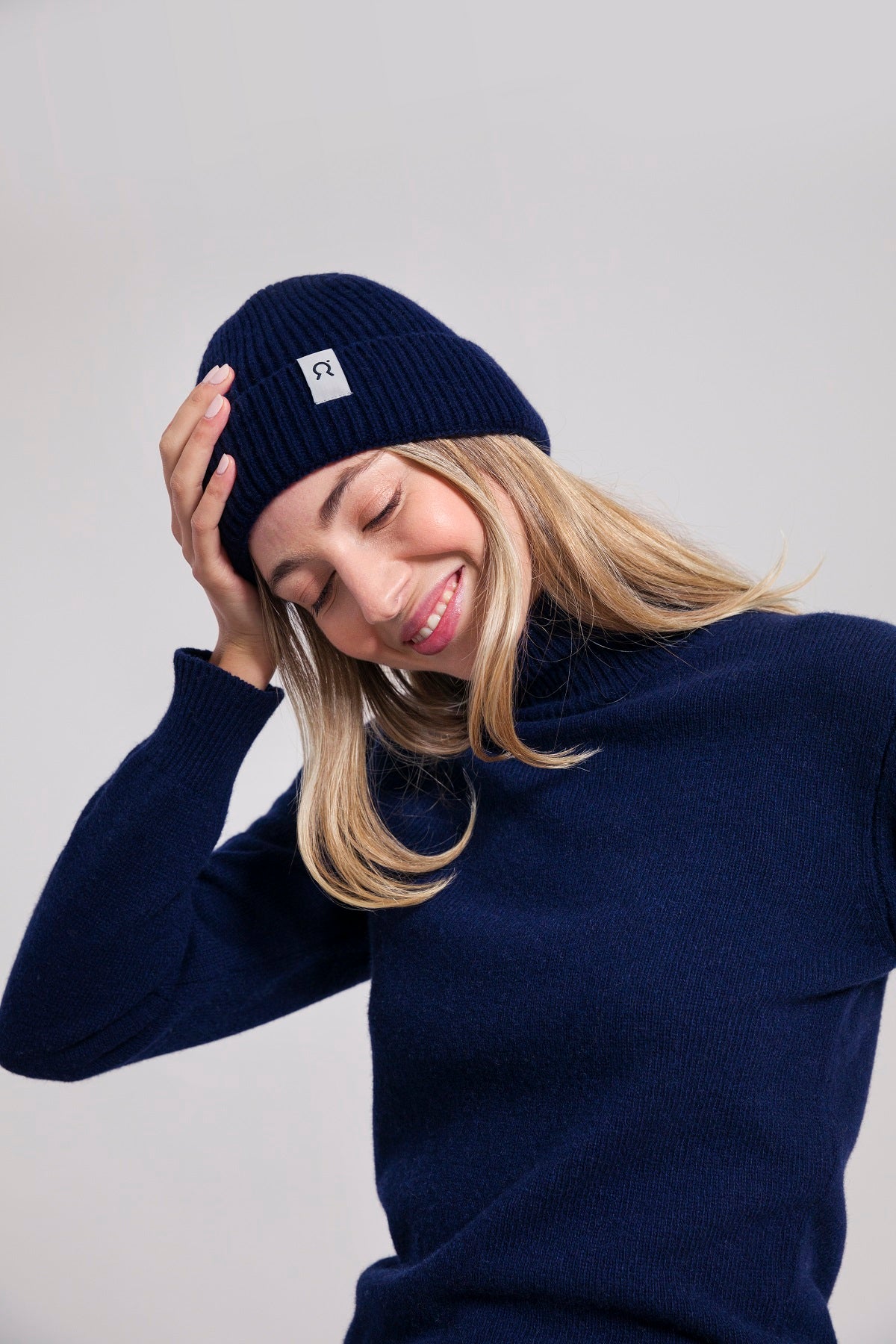 Bonnet cachemire Marcello Bleu marine