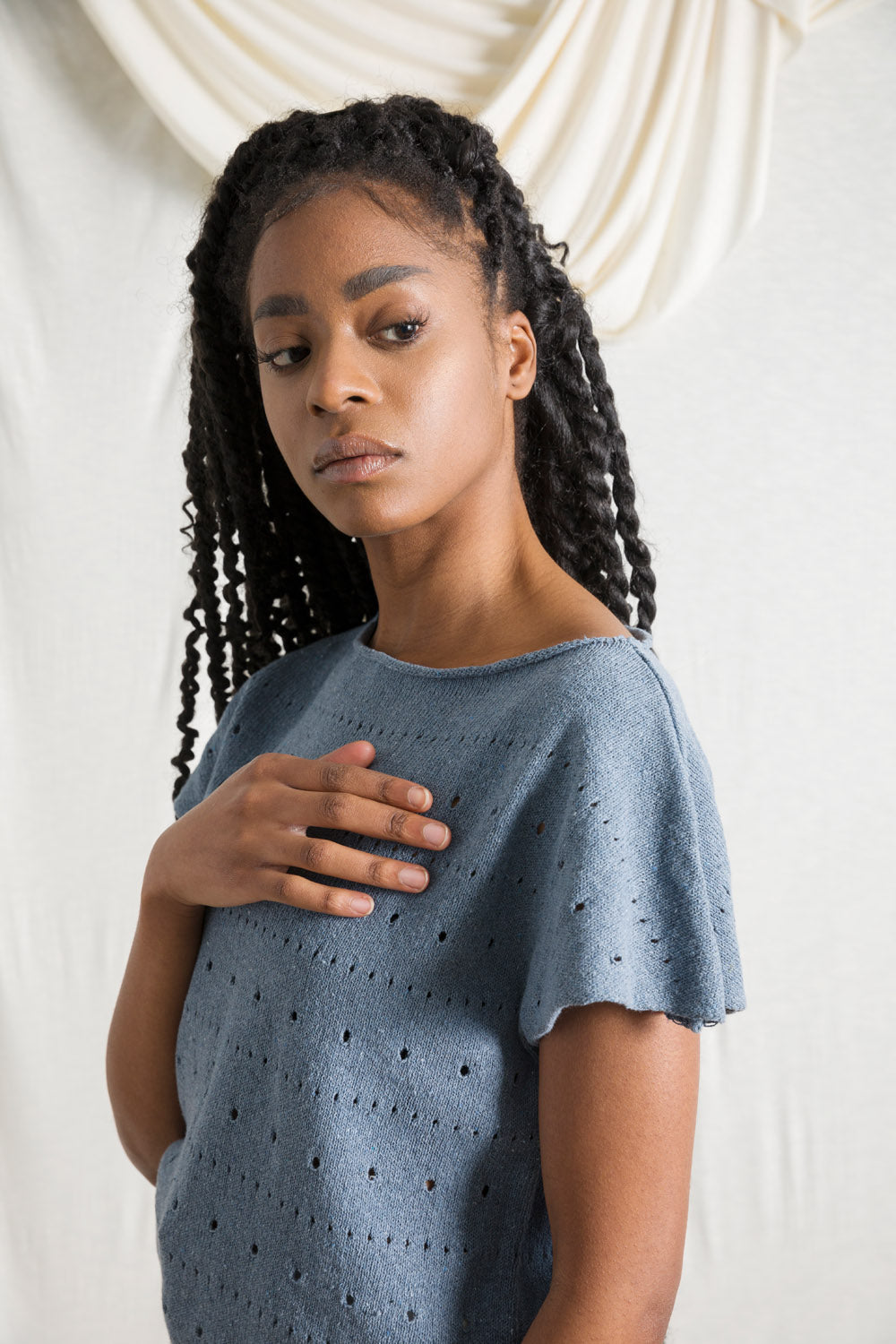 Top ajouré en coton recyclé Dori Atlantique