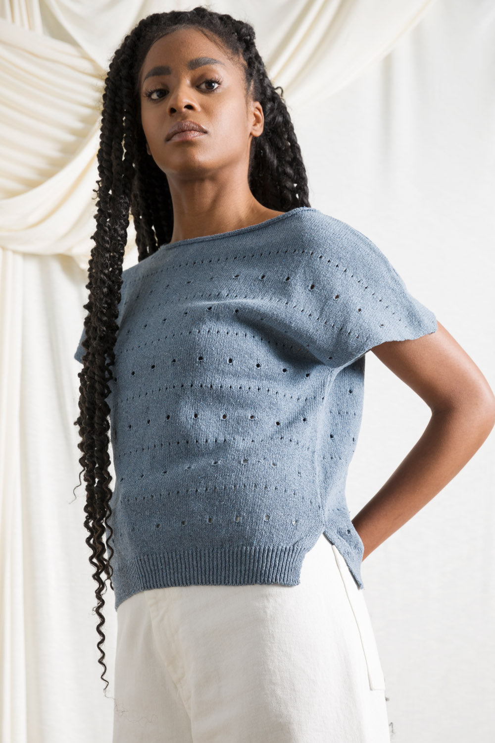 Top ajouré en coton recyclé Dori Atlantique