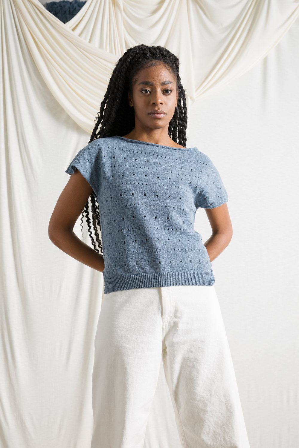 Top ajouré en coton recyclé Dori Atlantique