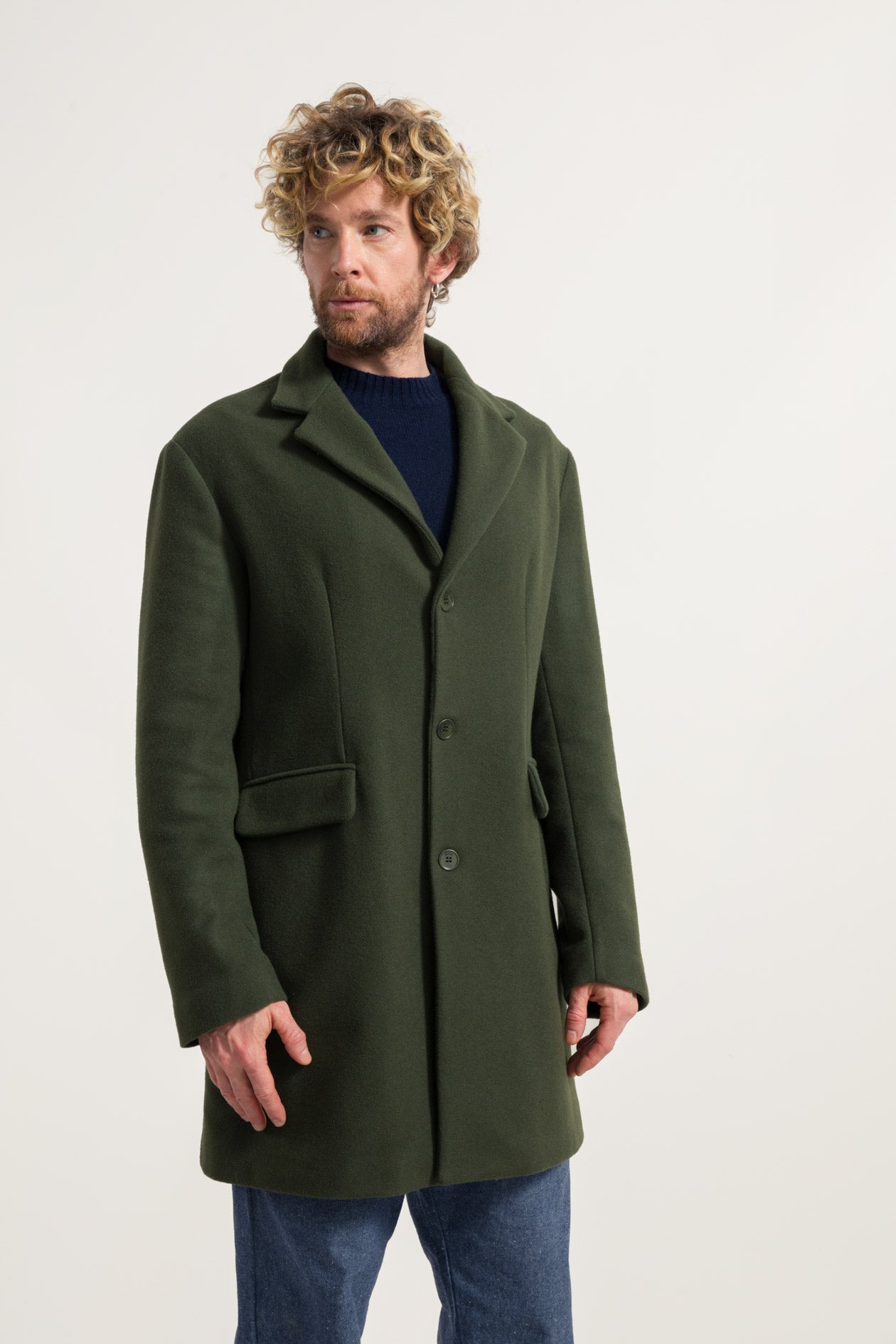 Recycled Wool Coat Gilberto Khaki