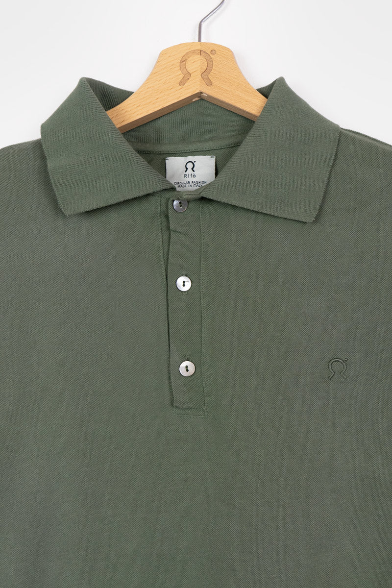 Polo Homme en coton recyclé Felice Vert Olive 