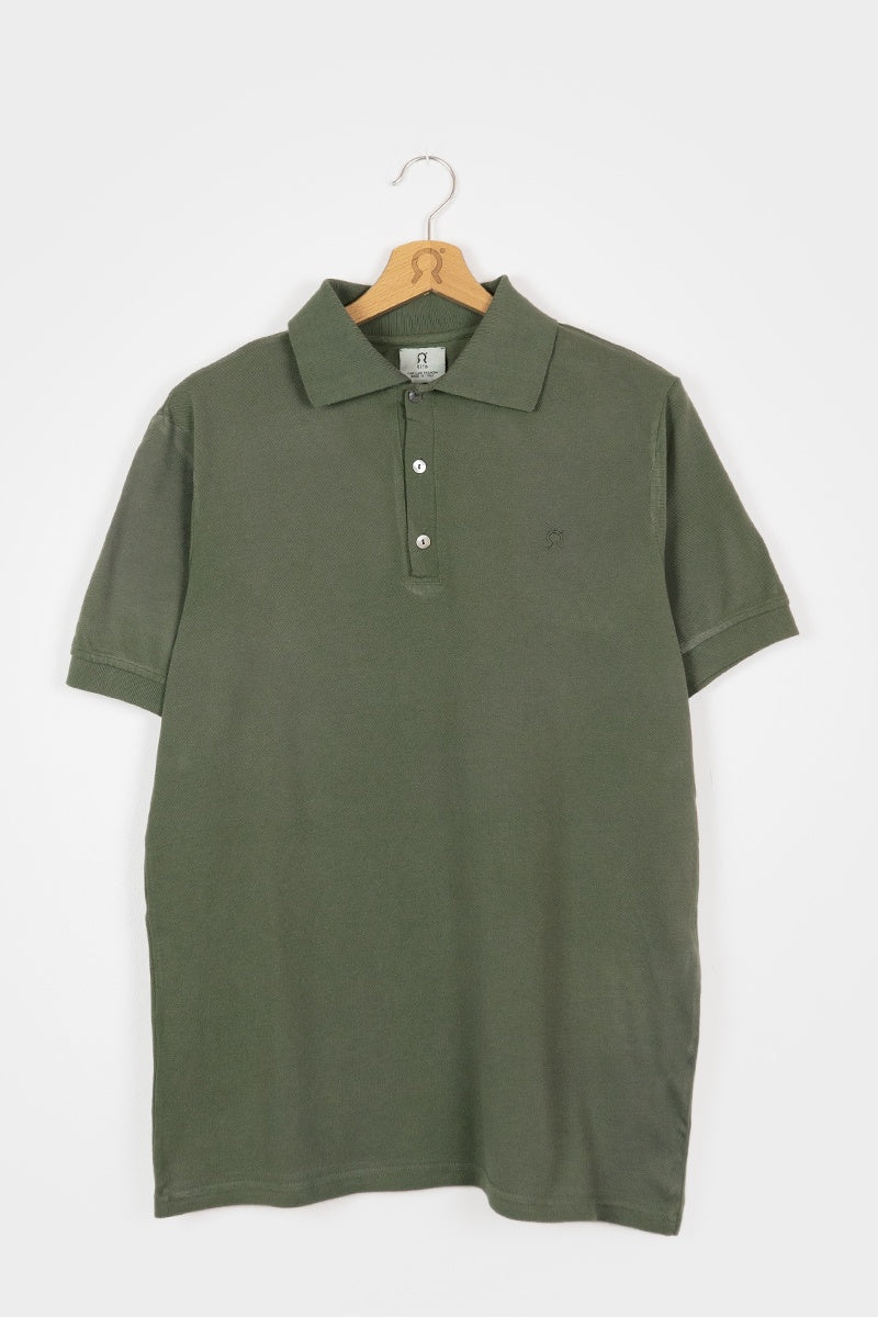 Polo Homme en coton recyclé Felice Vert Olive 