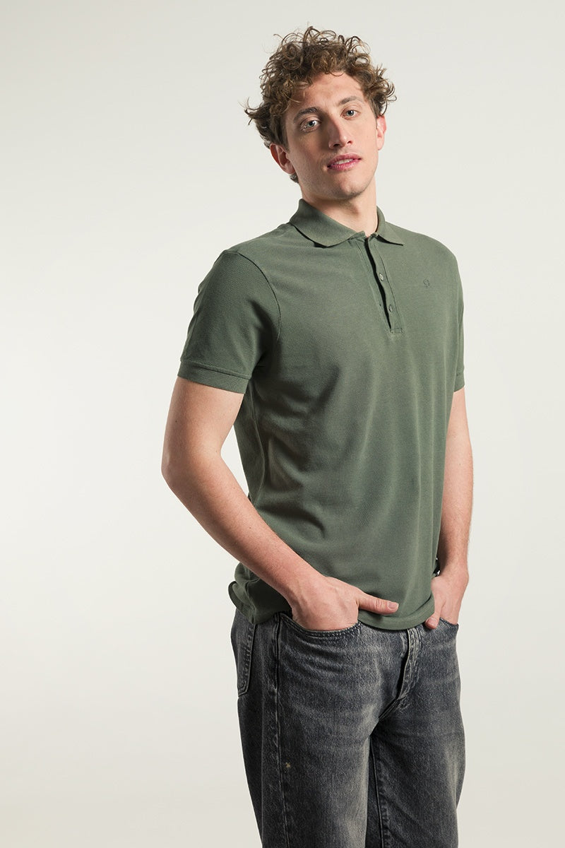 Polo Homme en coton recyclé Felice Vert Olive 