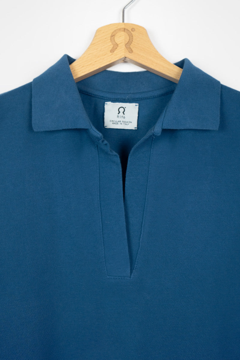Polo sans manches en coton bio Helen Bleu