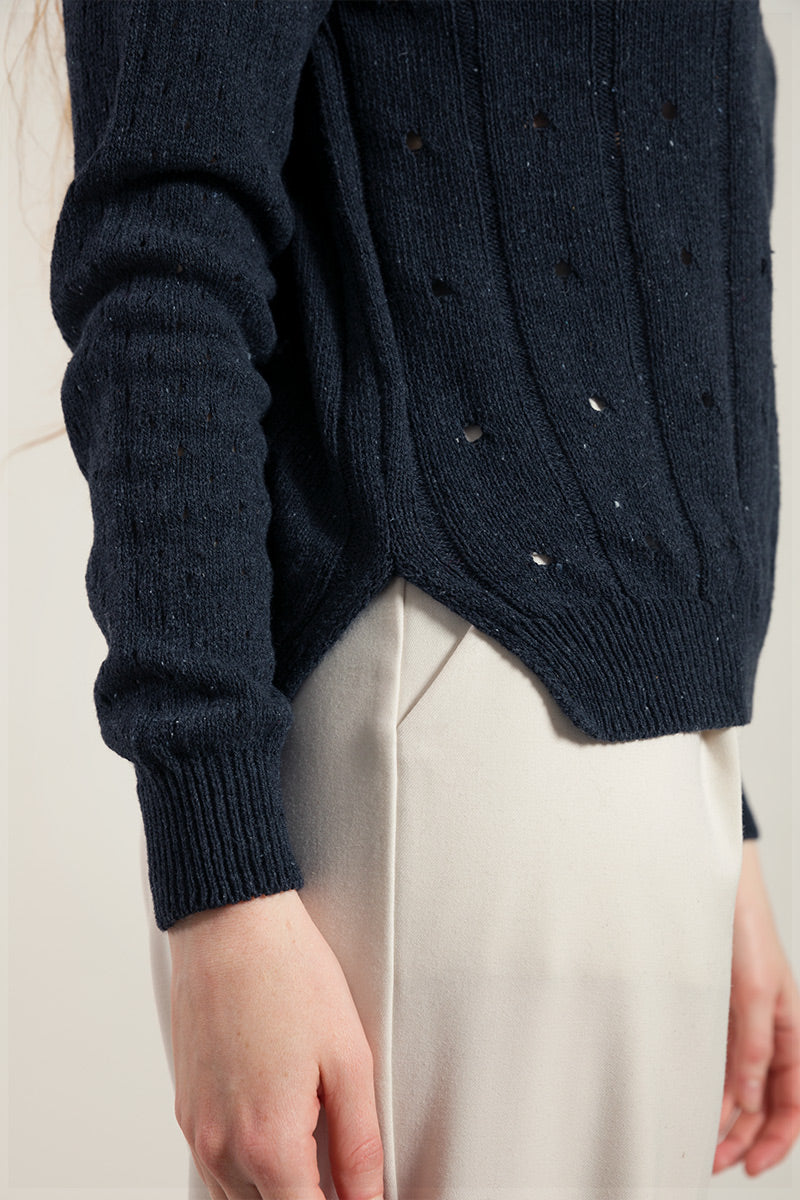 Pull fin noir en coton recyclé Mia