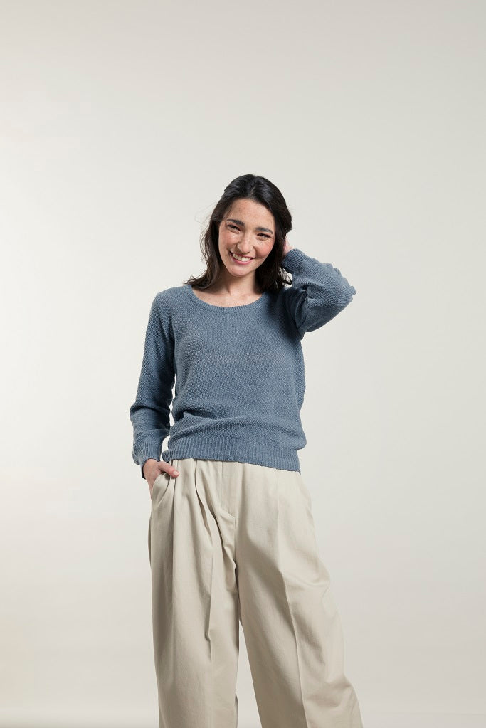 Pull Coton recyclé Grazia Bleu atlantique
