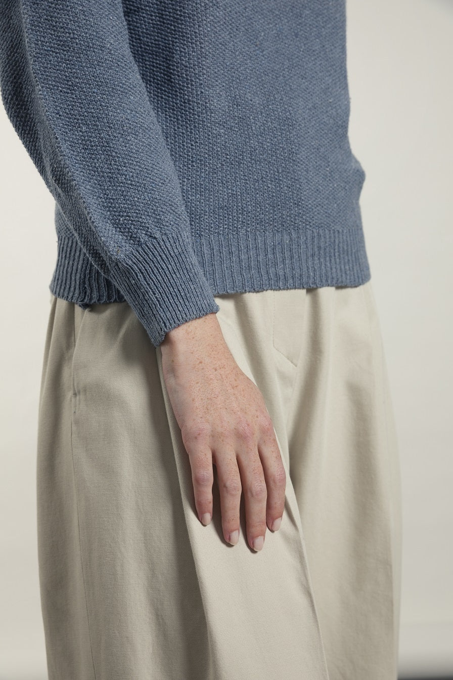 Pull Coton recyclé Grazia Bleu atlantique