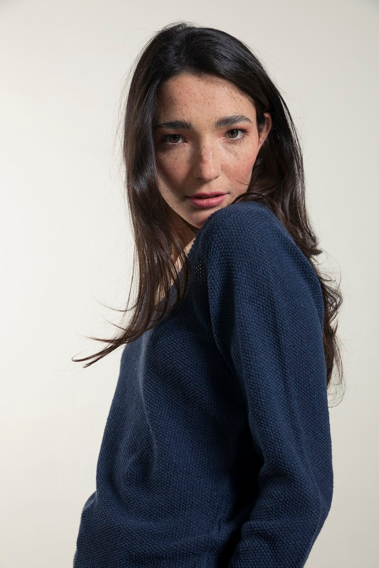 Pull Coton recyclé Grazia Bleu baltique