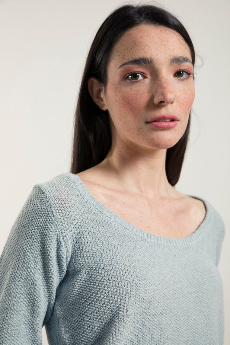 Pull Coton Grazia Bleu méditerranée