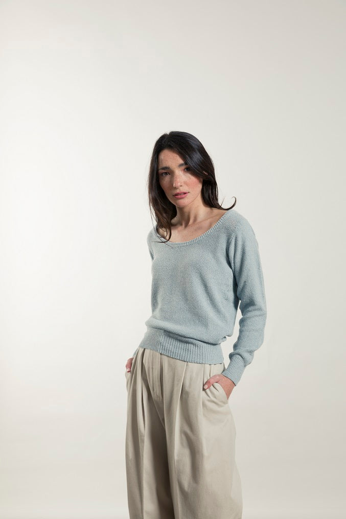 Pull Coton Grazia Bleu méditerranée 