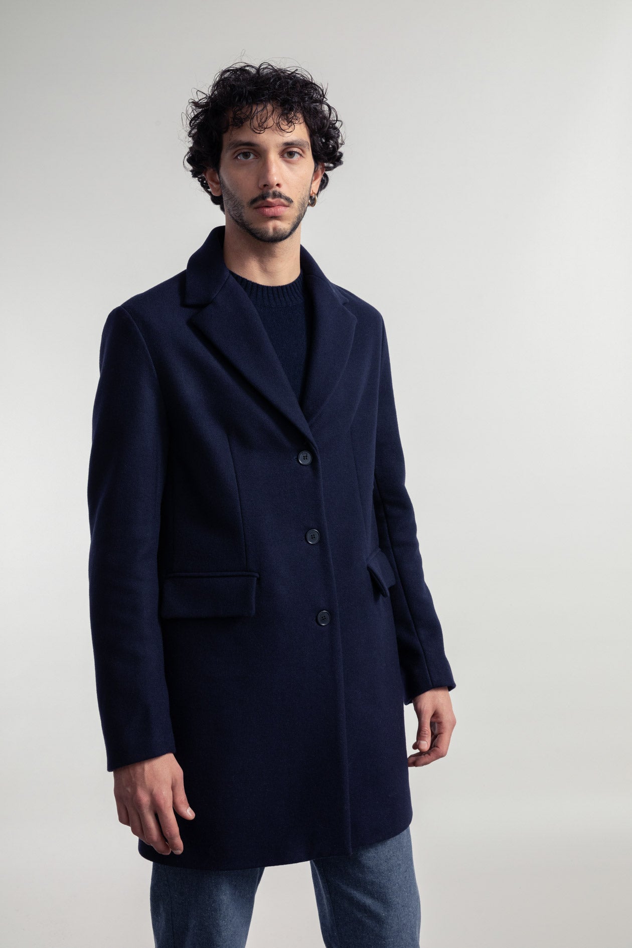 Manteau homme en laine recyclée Gilberto Marine
