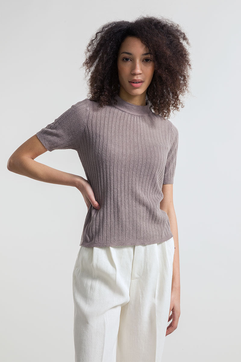 Recycled silk top Renza Grey