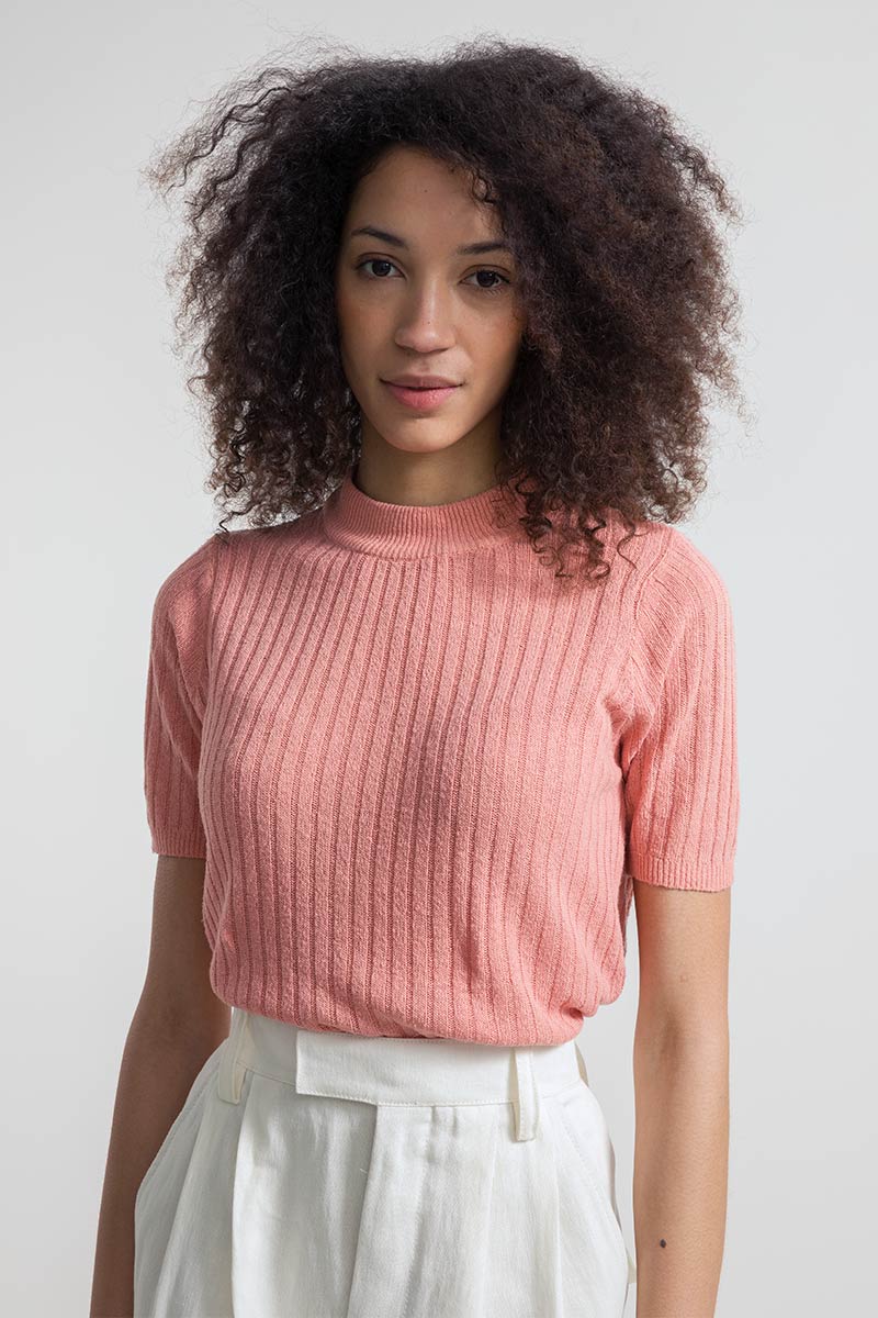 Recycled silk top Renza Flamingo pink