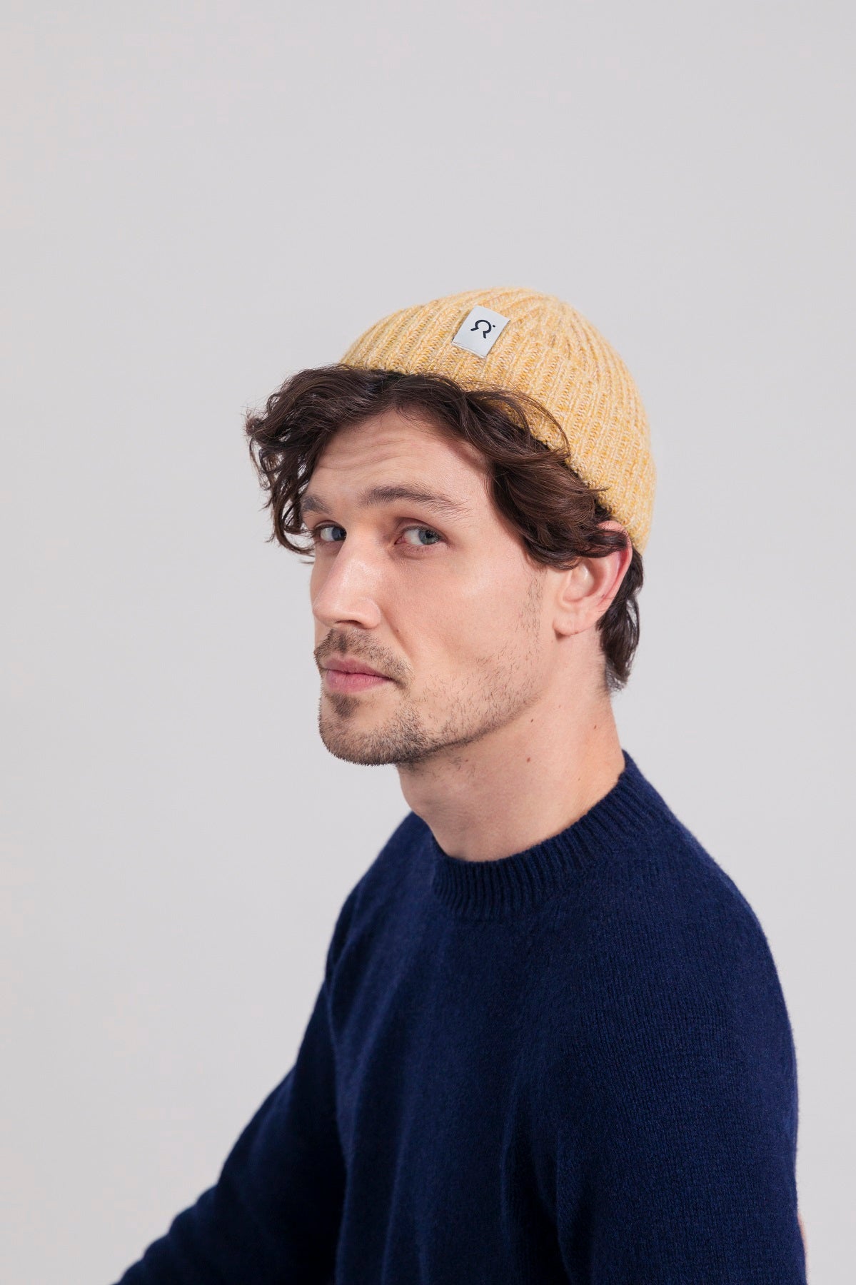 Bonnet cachemire Leonardo Jaune chiné